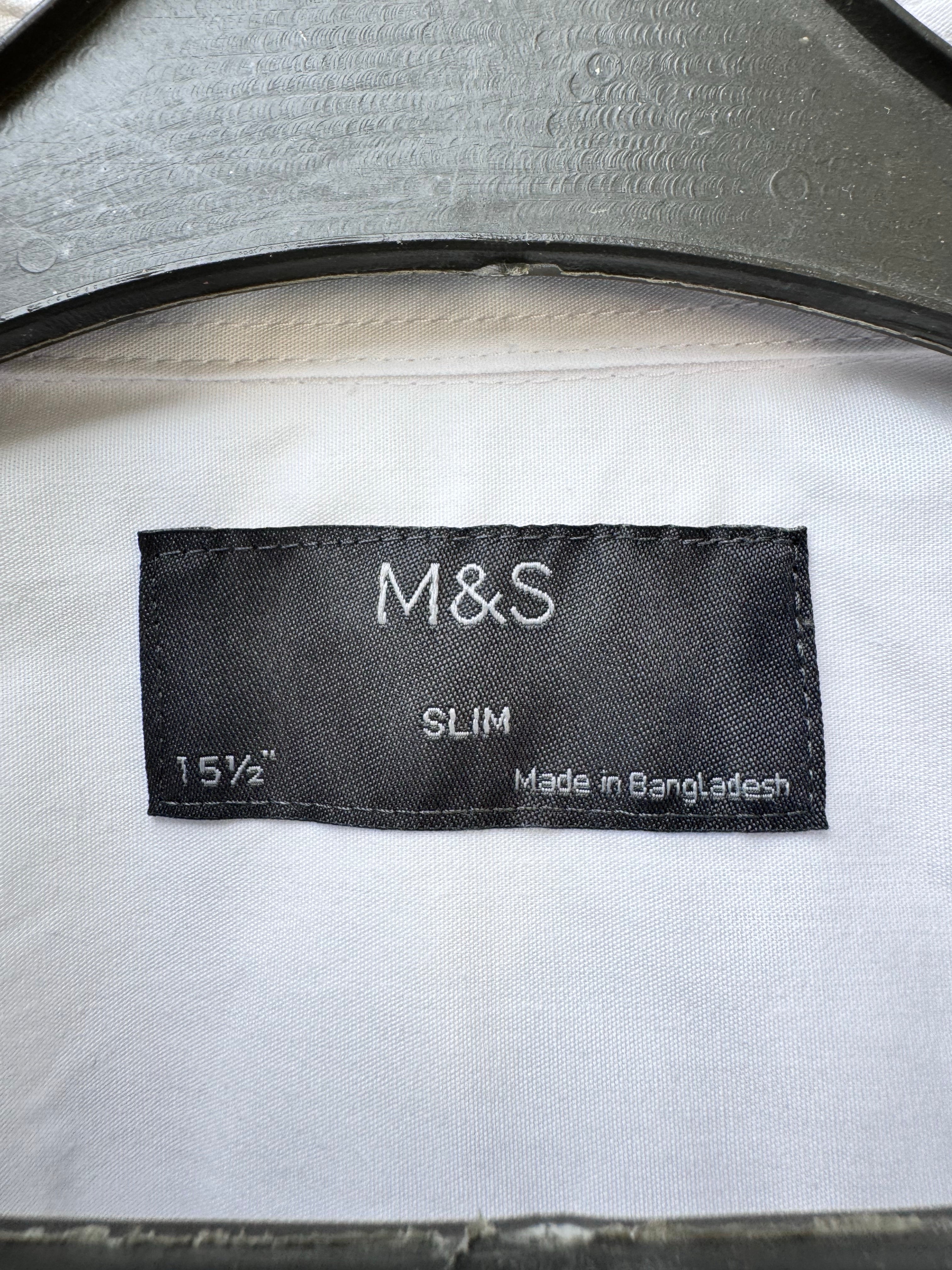 M&S® Small | Chest: 20.5" | White | Collar 15" Shirt | Cotton - Poly | 4262 - Genuine Maal
