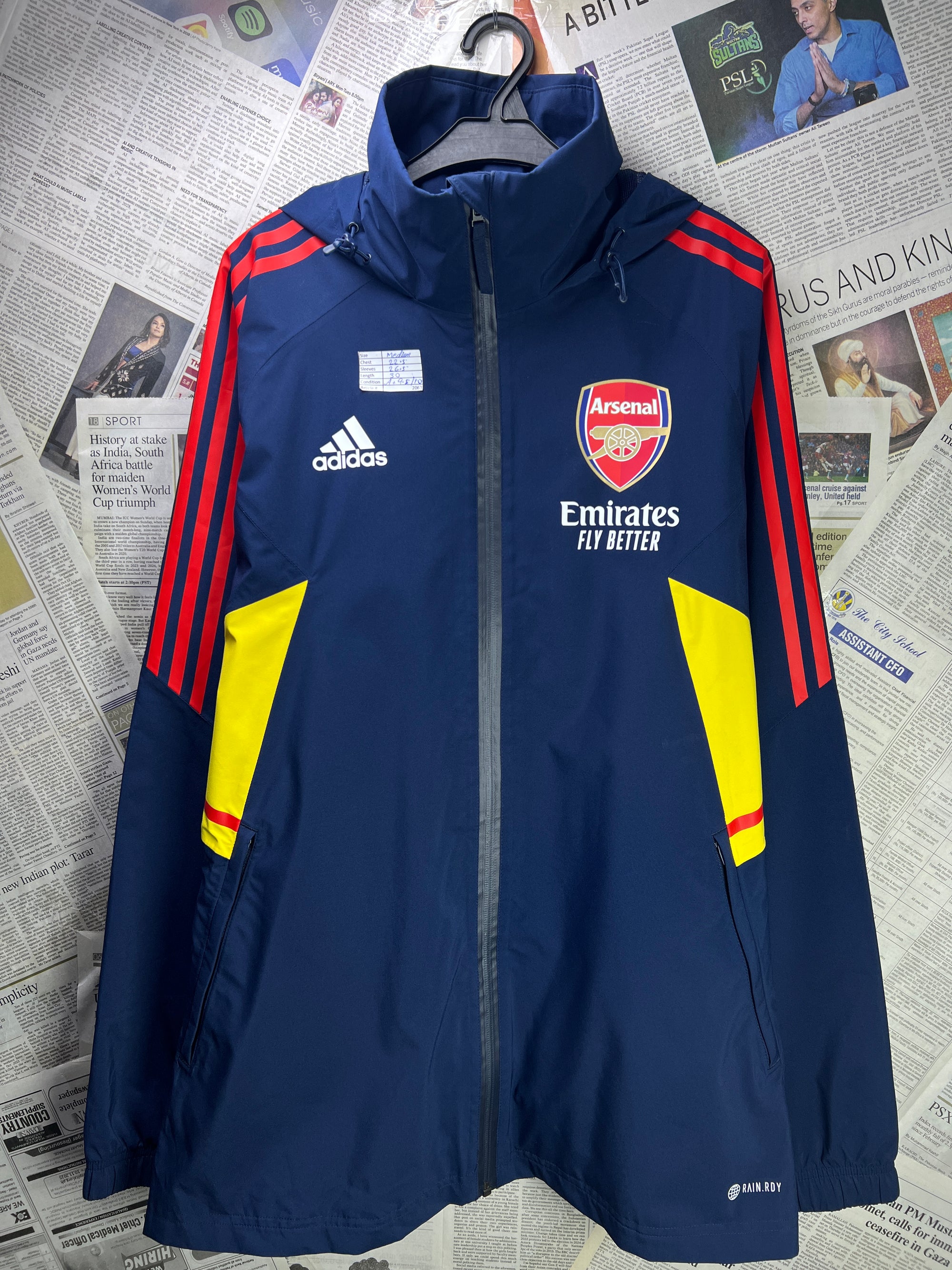 Adid*s® Medium | Chest: 22.5" | Blue | Mock Neck Jacket with convertible Hoodie | 2063 - Genuine Maal