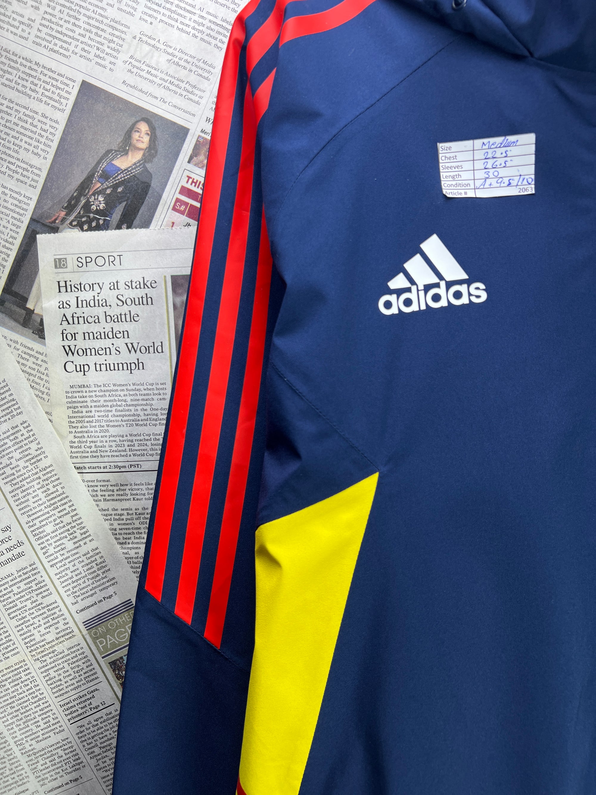 Adid*s® Medium | Chest: 22.5" | Blue | Mock Neck Jacket with convertible Hoodie | 2063 - Genuine Maal