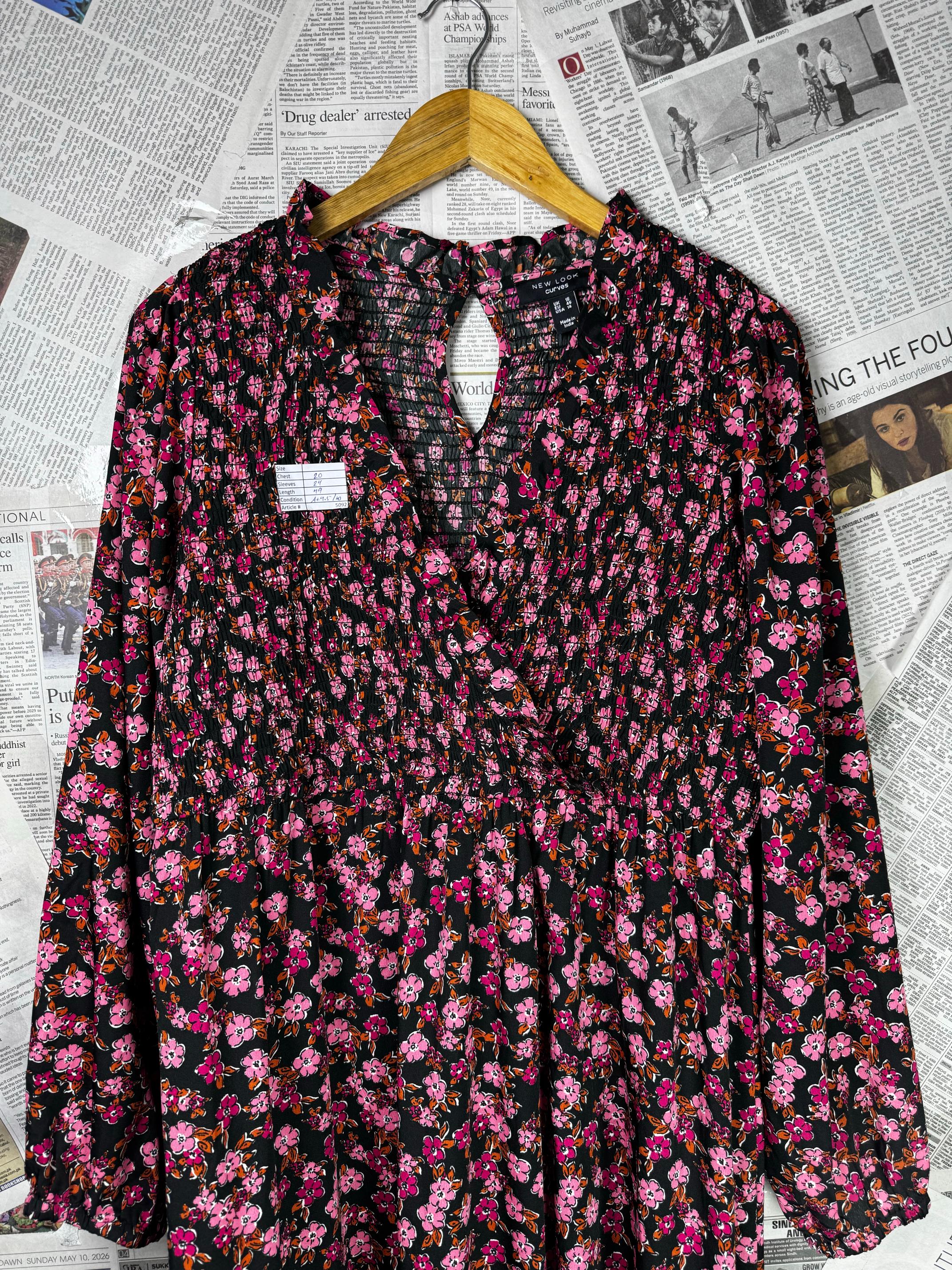 New Look® Large | Bust: 20" | Disty Floral Print | Maxi Dress | B9 - 5092 - Genuine Maal