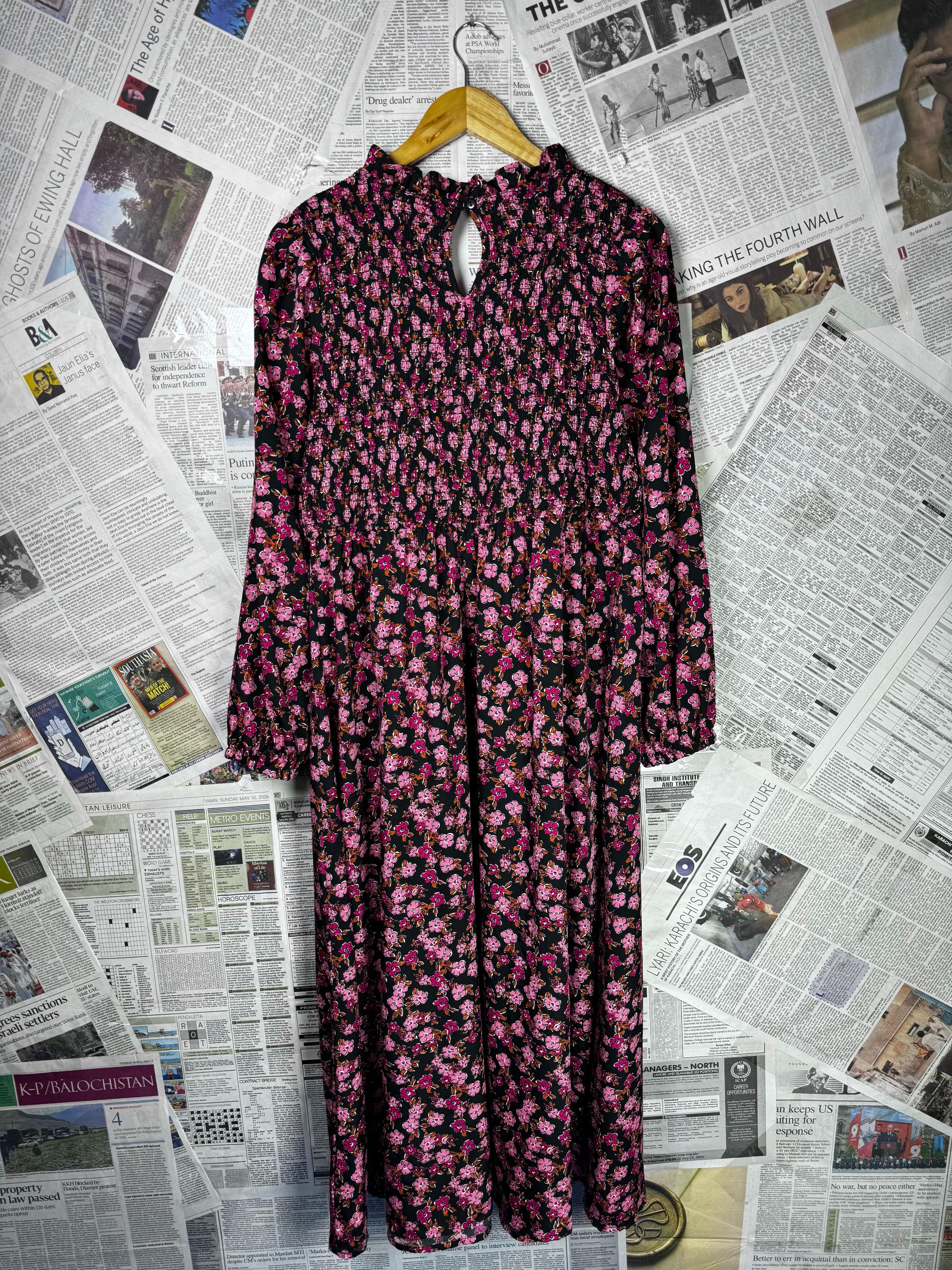 New Look® Large | Bust: 20" | Disty Floral Print | Maxi Dress | B9 - 5092 - Genuine Maal
