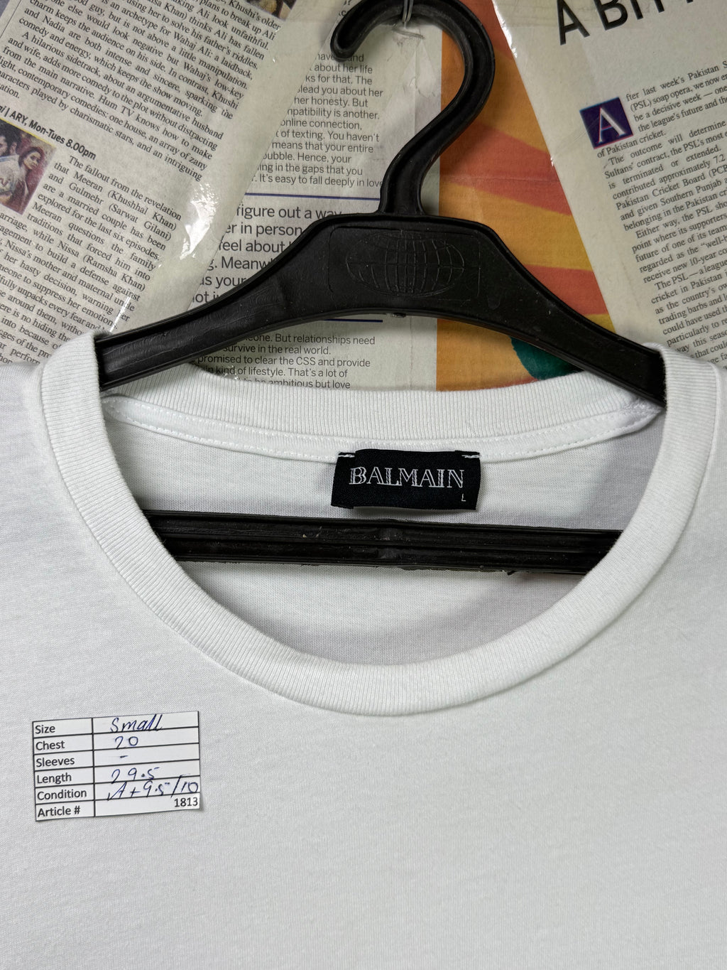 Balmain Paris® Small | Chest: 20" | White | T-Shirt | Authentication QR Code | 1813 - Genuine Maal