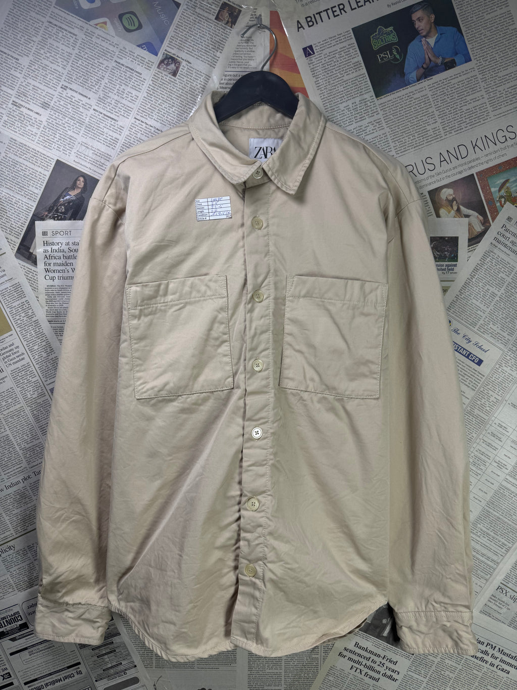 Zara® Large | Chest: 24" | Overshirt | Cotton | 1814 - Genuine Maal