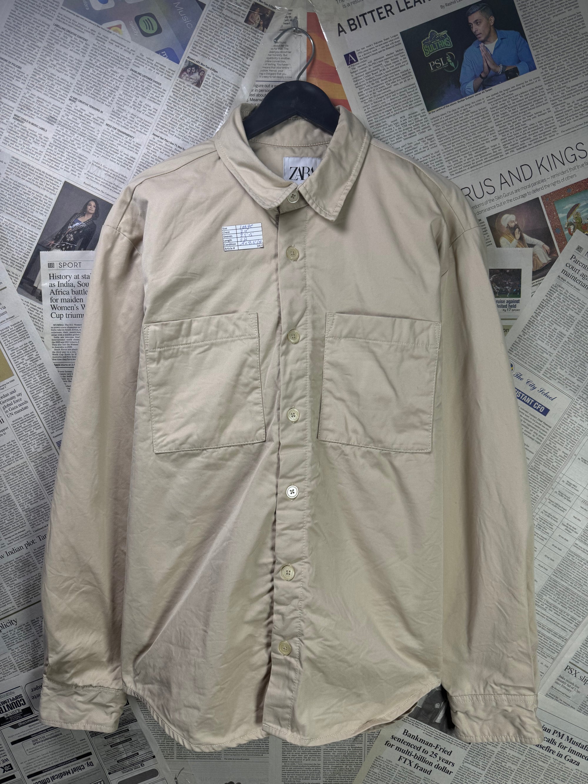 Zara® Large | Chest: 24" | Overshirt | Cotton | 1814 - Genuine Maal