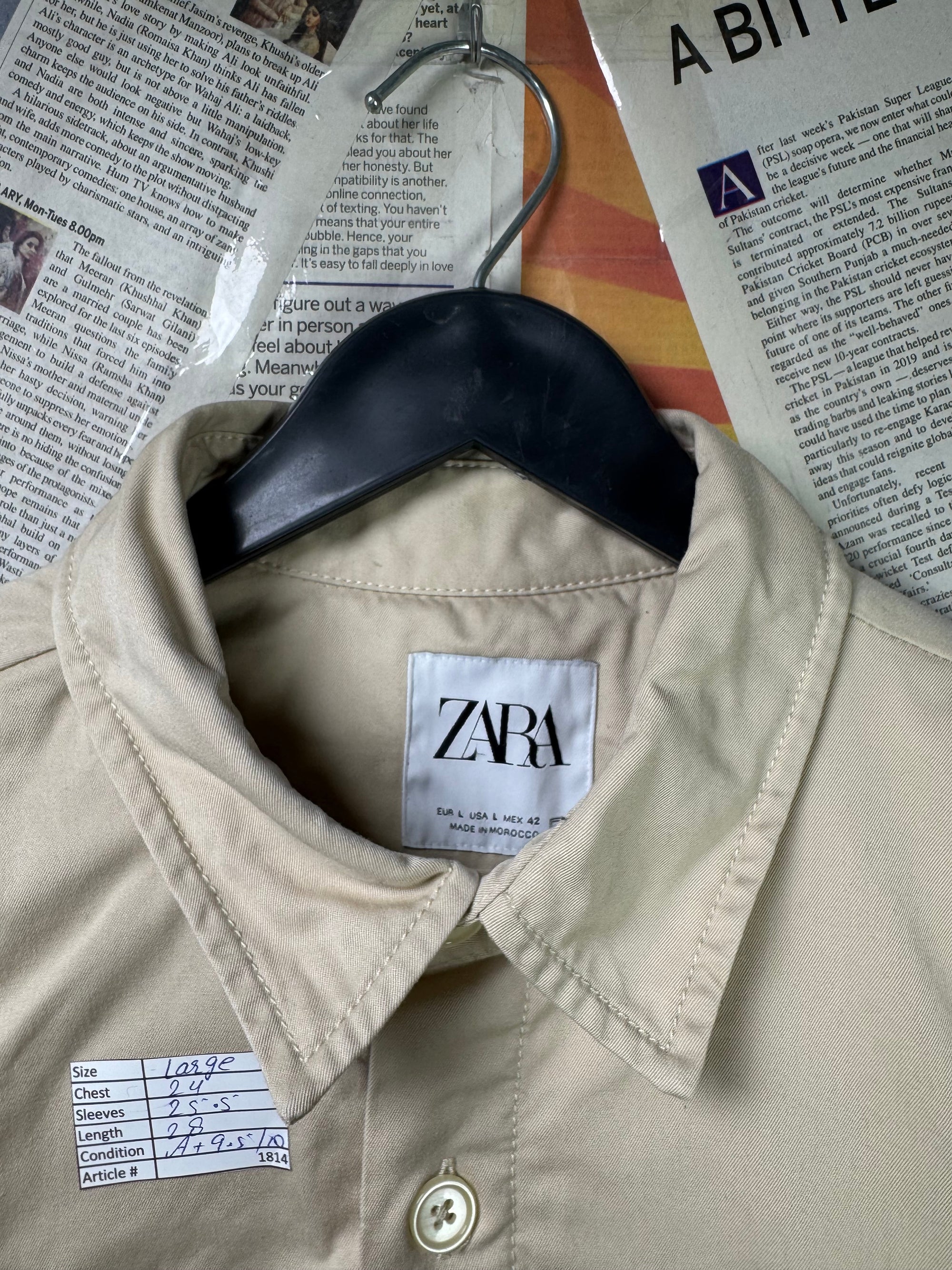 Zara® Large | Chest: 24" | Overshirt | Cotton | 1814 - Genuine Maal