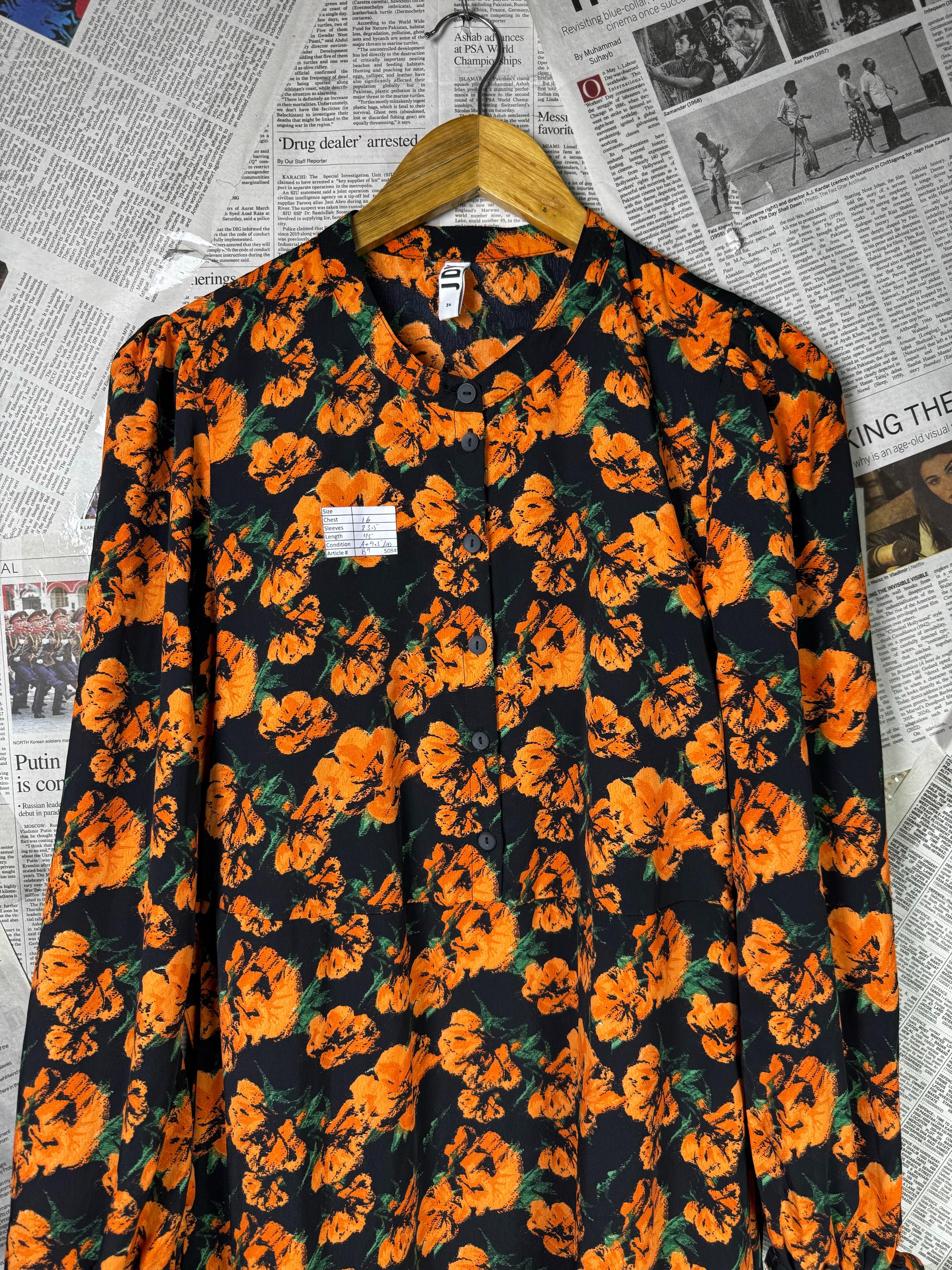 JDY® XS | Bust: 16" | Floral Print | Midi Dress | B9 - 5084 - Genuine Maal