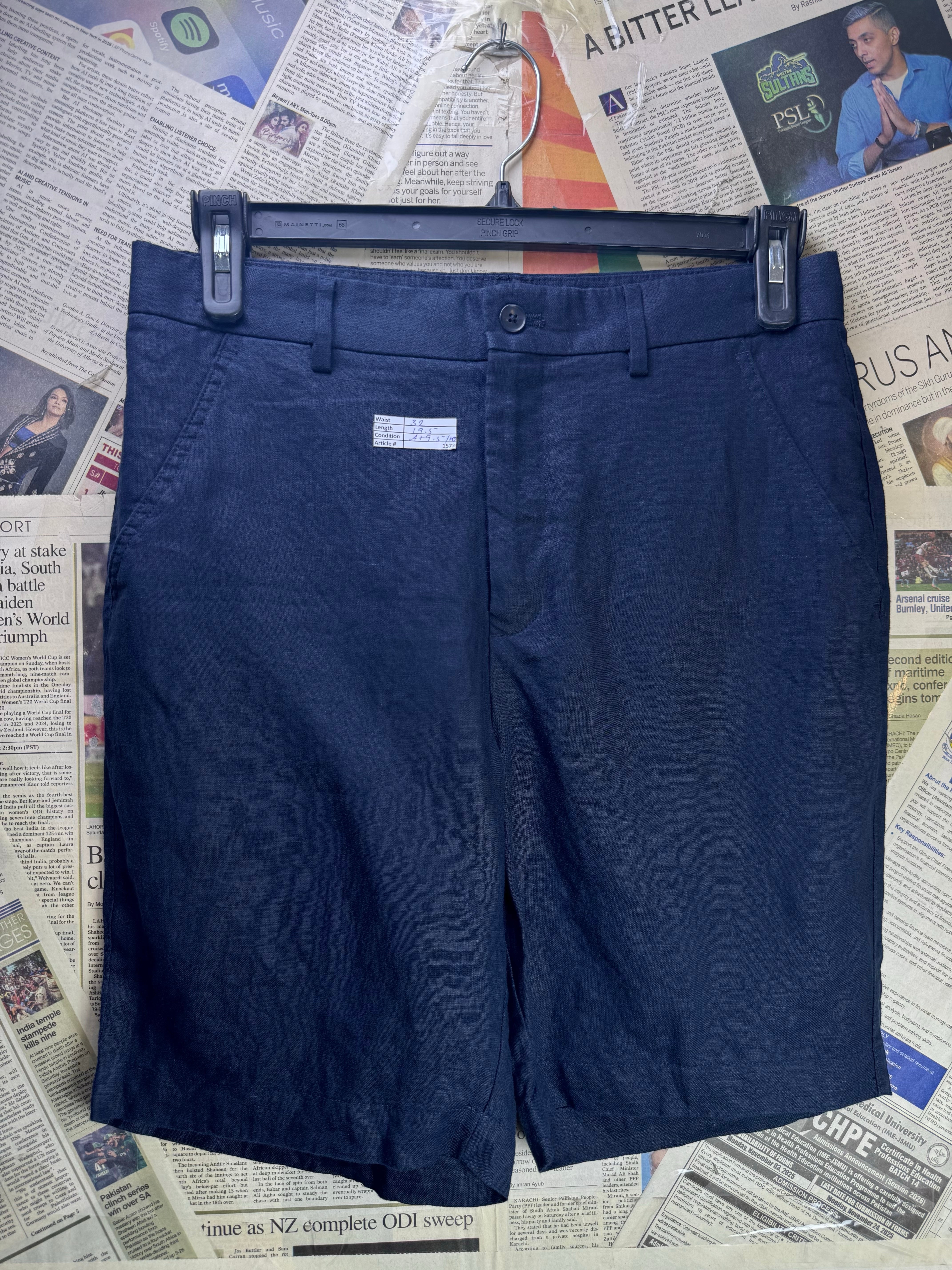 Zara® Waist: 32" | Navy Blue | Shorts | Linen | 1573 - Genuine Maal