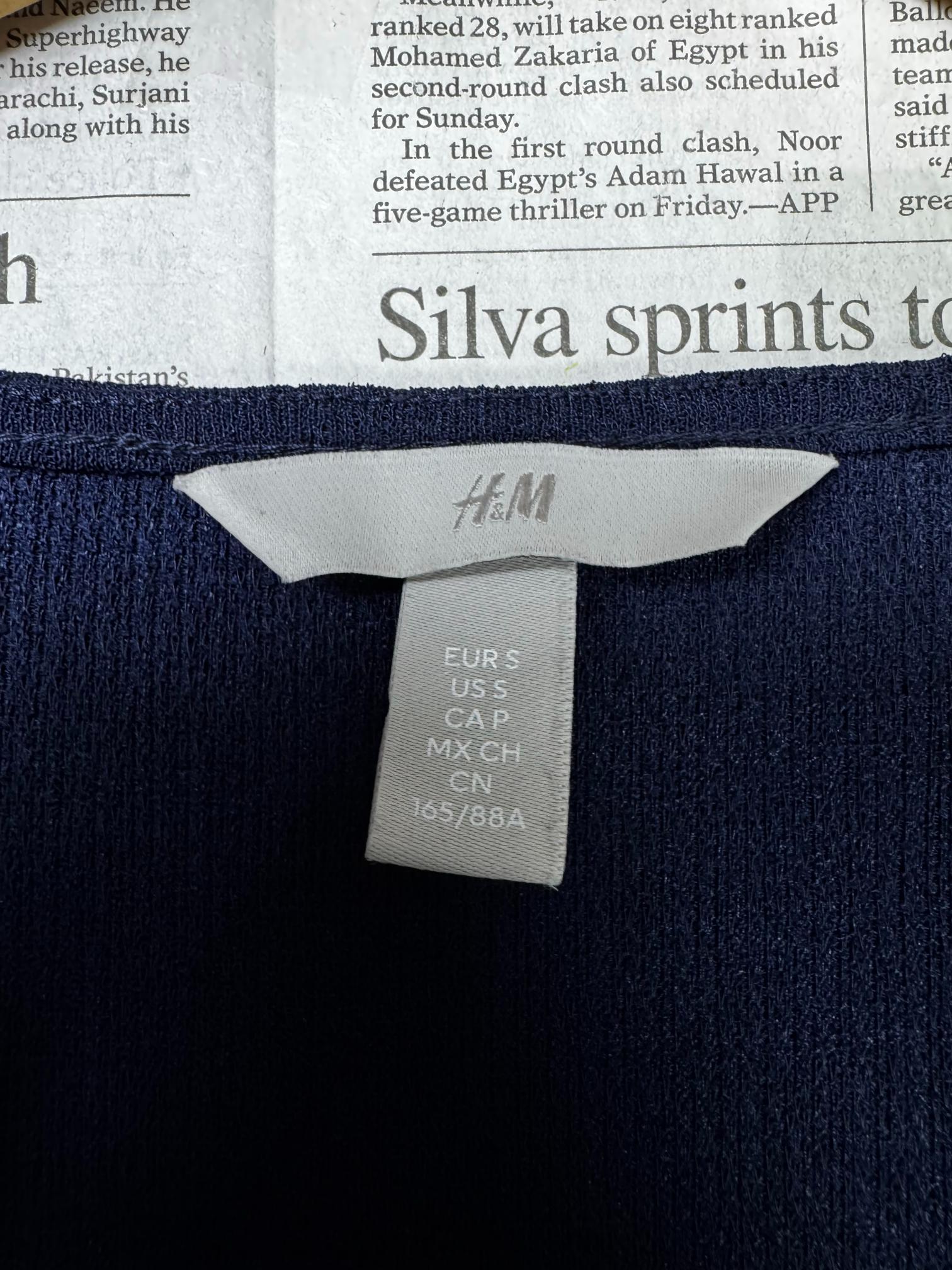 H&M® XS | Bust: 16" | Navy Blue | Midi Dress | B9 - 5064 - Genuine Maal