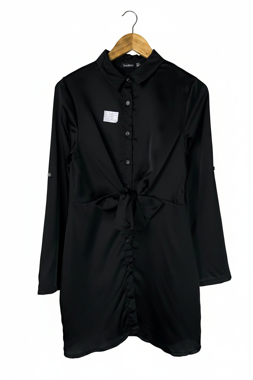 Boohoo® Small | Bust: 18" | Satan Black | Mini Dress | B9 - 5091 - Genuine Maal