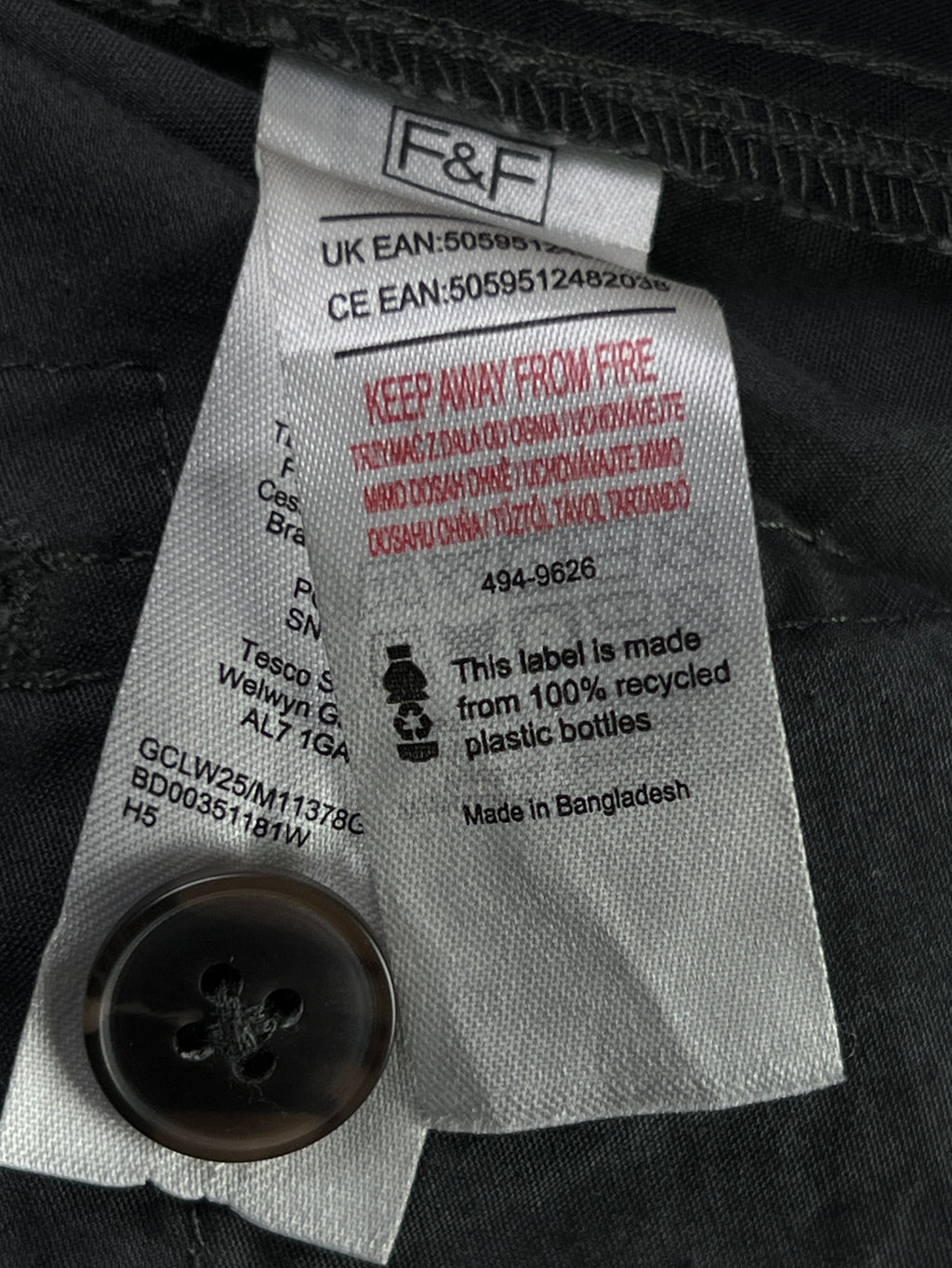 F&F® Waist: 38" to 40" | Grey | Cargo Trouser | 2638 - Genuine Maal