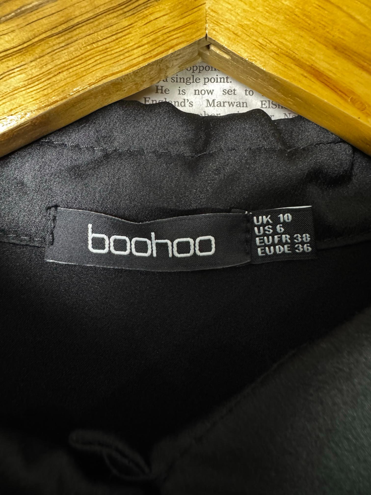 Boohoo® Small | Bust: 18" | Satan Black | Mini Dress | B9 - 5091 - Genuine Maal