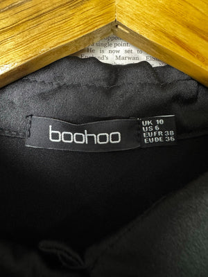 Boohoo® Small | Bust: 18" | Satan Black | Mini Dress | B9 - 5091 - Genuine Maal