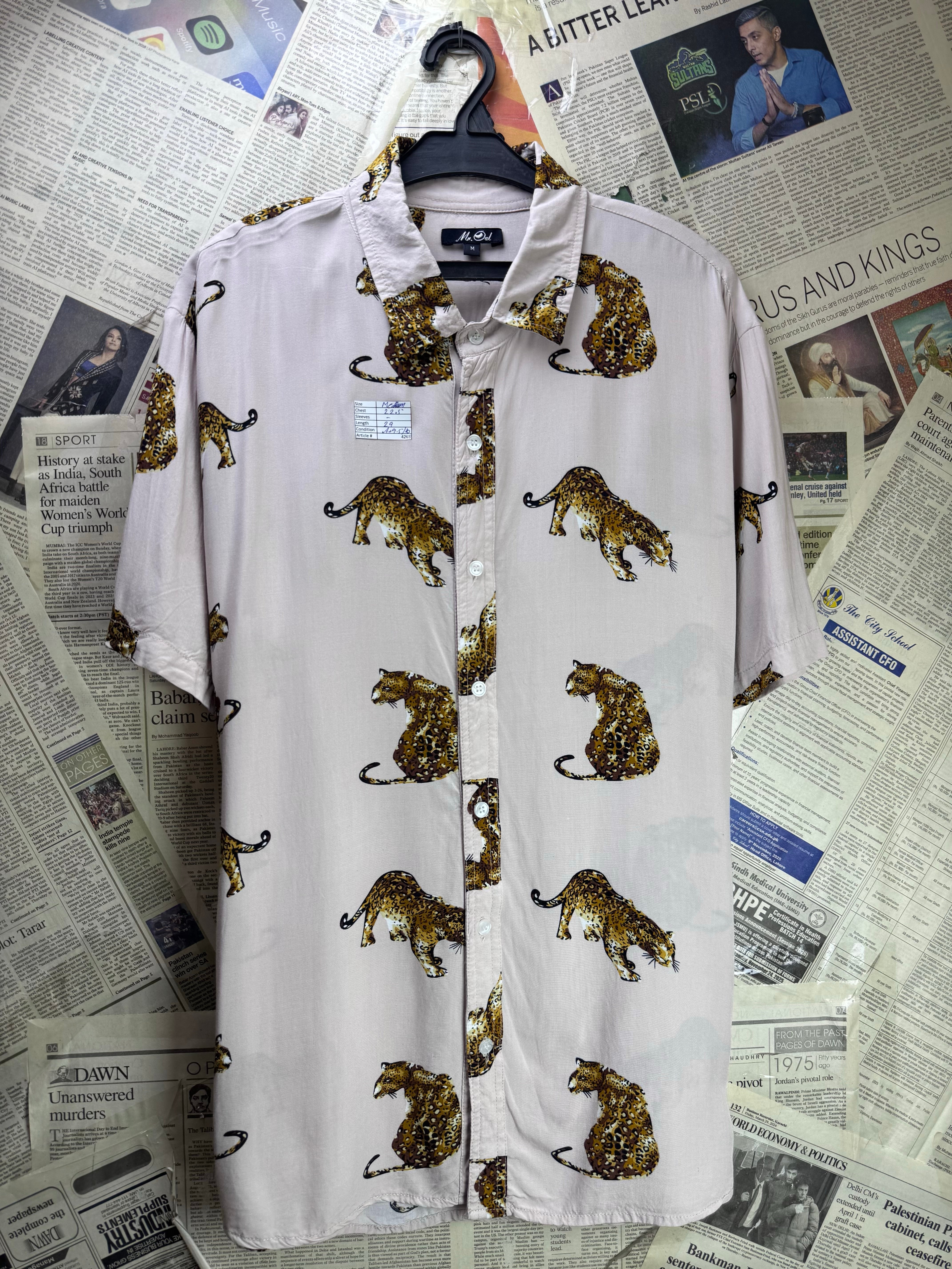 Mr. Owl® Medium | Chest: 22.5" | Brown with Print | Shirt | Rayon | 4265 - Genuine Maal
