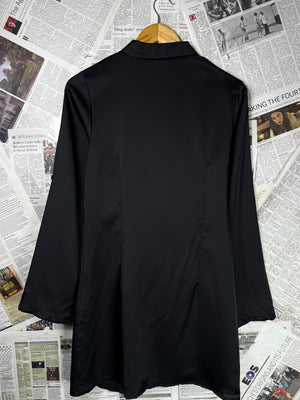 Boohoo® Small | Bust: 18" | Satan Black | Mini Dress | B9 - 5091 - Genuine Maal