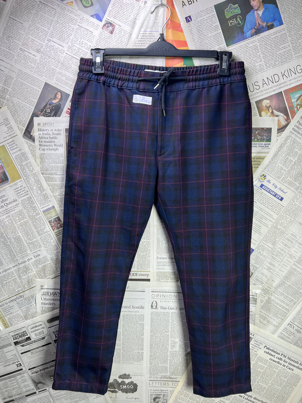 Topman® Waist: 32" | Blue Check | Pajama | 2616 - Genuine Maal