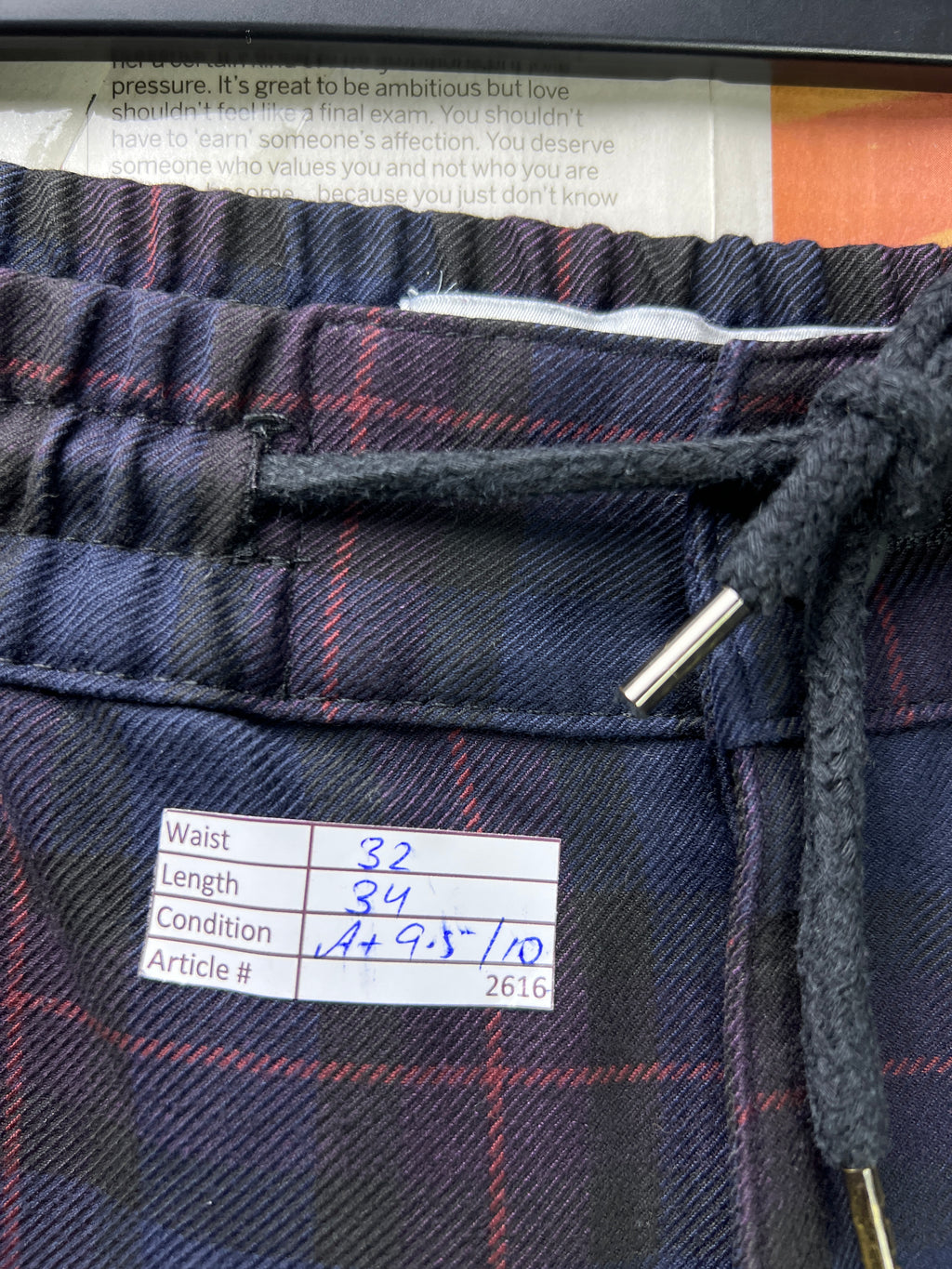 Topman® Waist: 32" | Blue Check | Pajama | 2616 - Genuine Maal