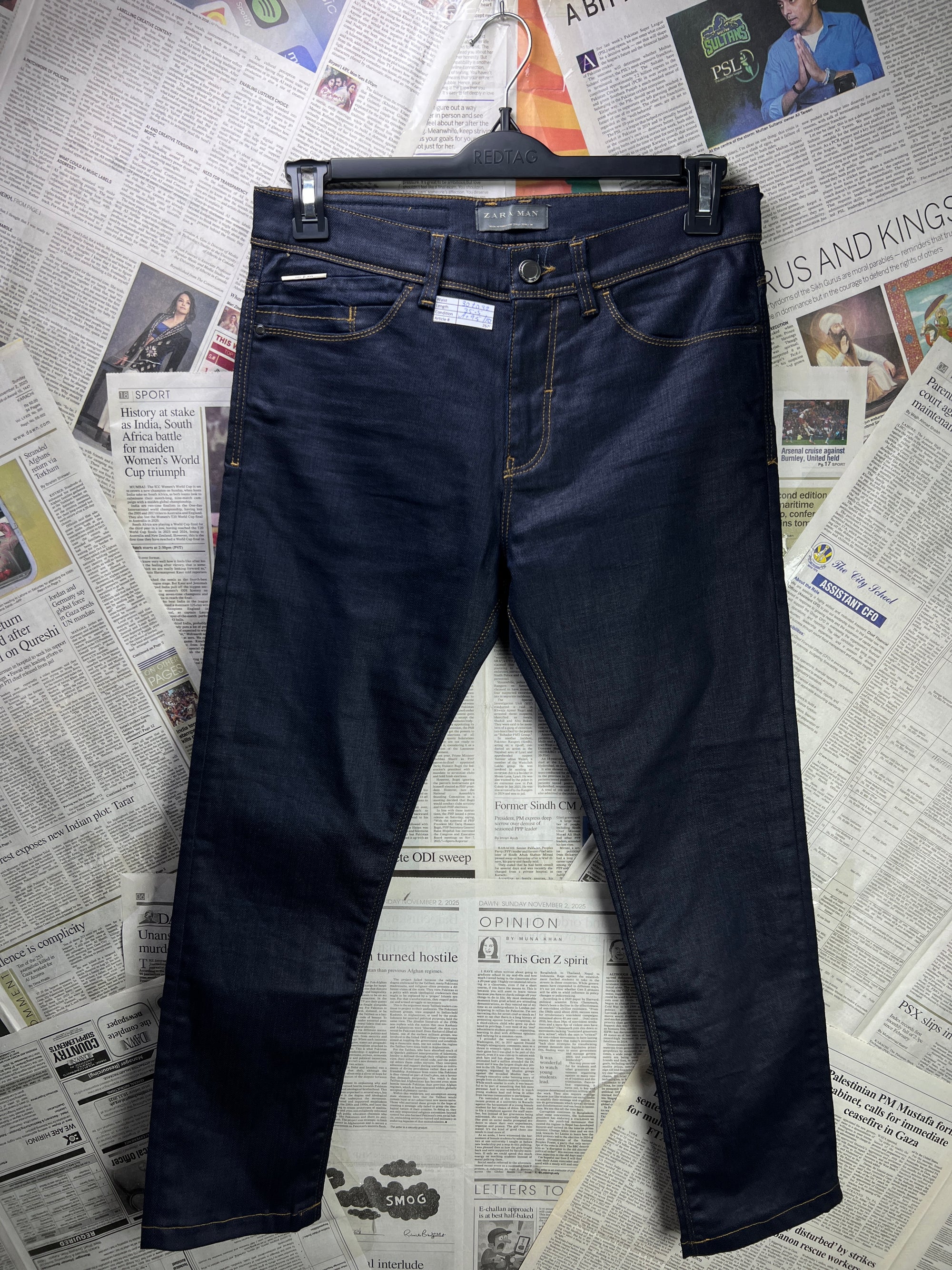 Zara® Waist: 30" to 32" | Blue | Short Length Denim Pant | 2620 - Genuine Maal