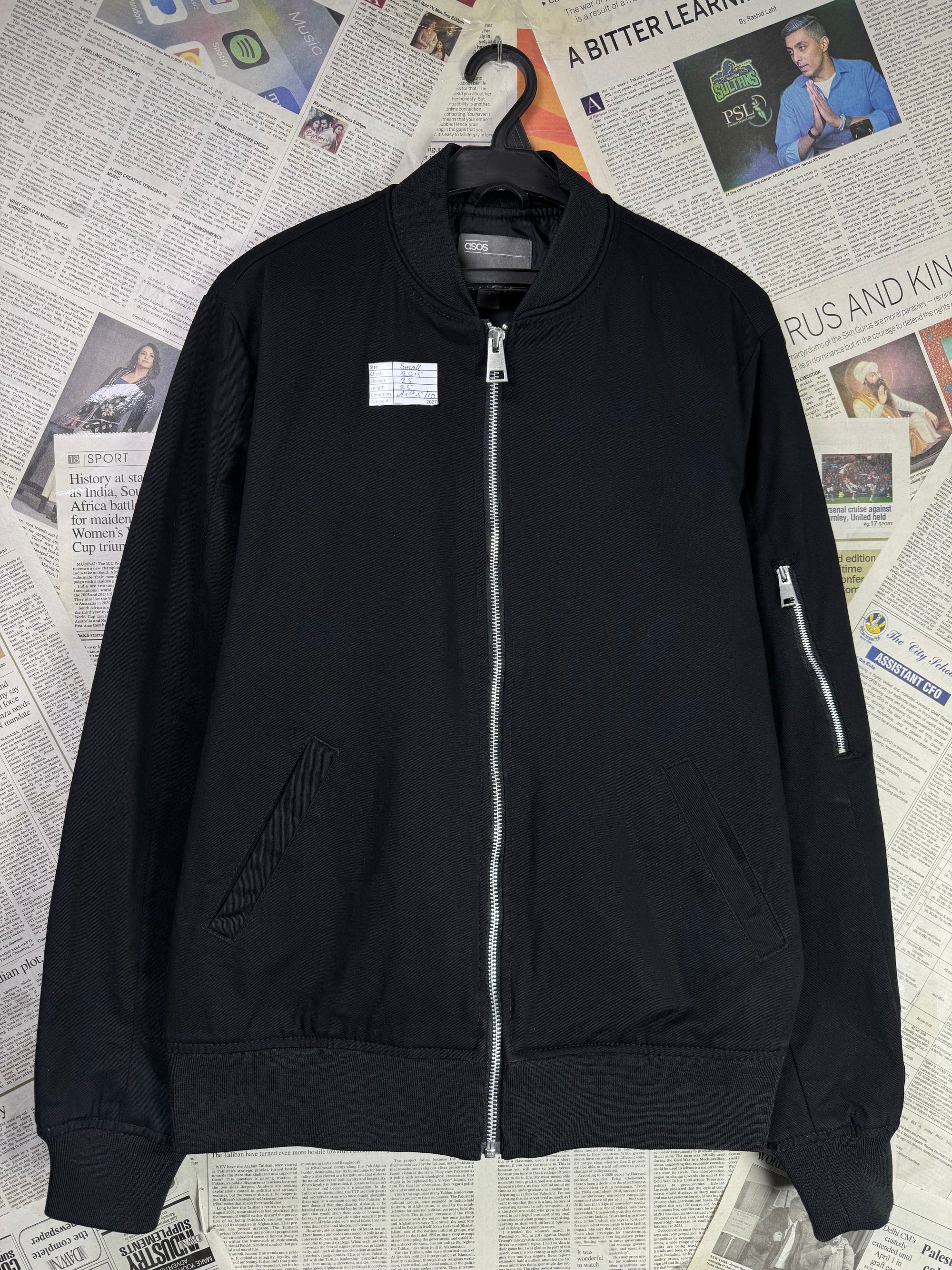 Asos® Small | Chest: 20.5" | Black | Bomber Jacket | Cotton | 2027 - Genuine Maal