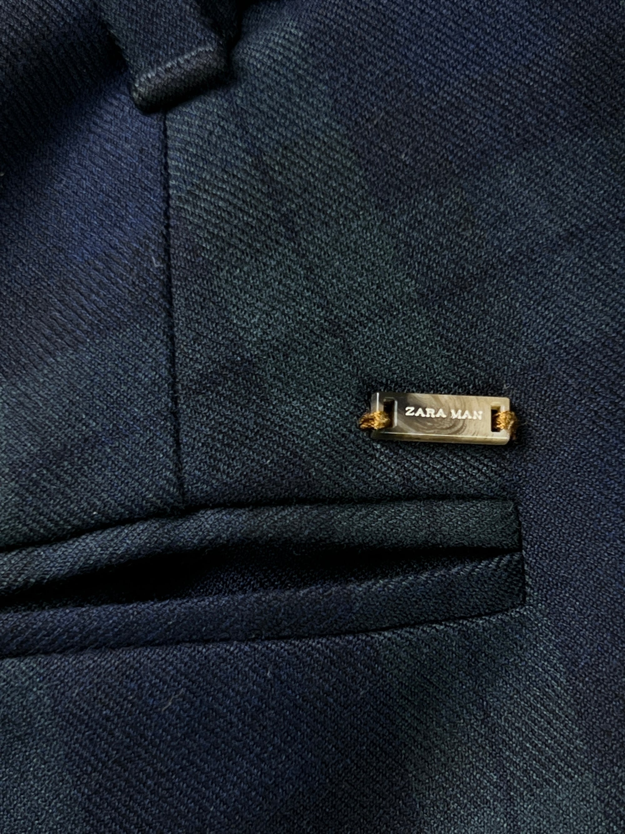 Zara® Waist: 34" | Forest Green & Blue Check | Chino Pant | 2642 - Genuine Maal