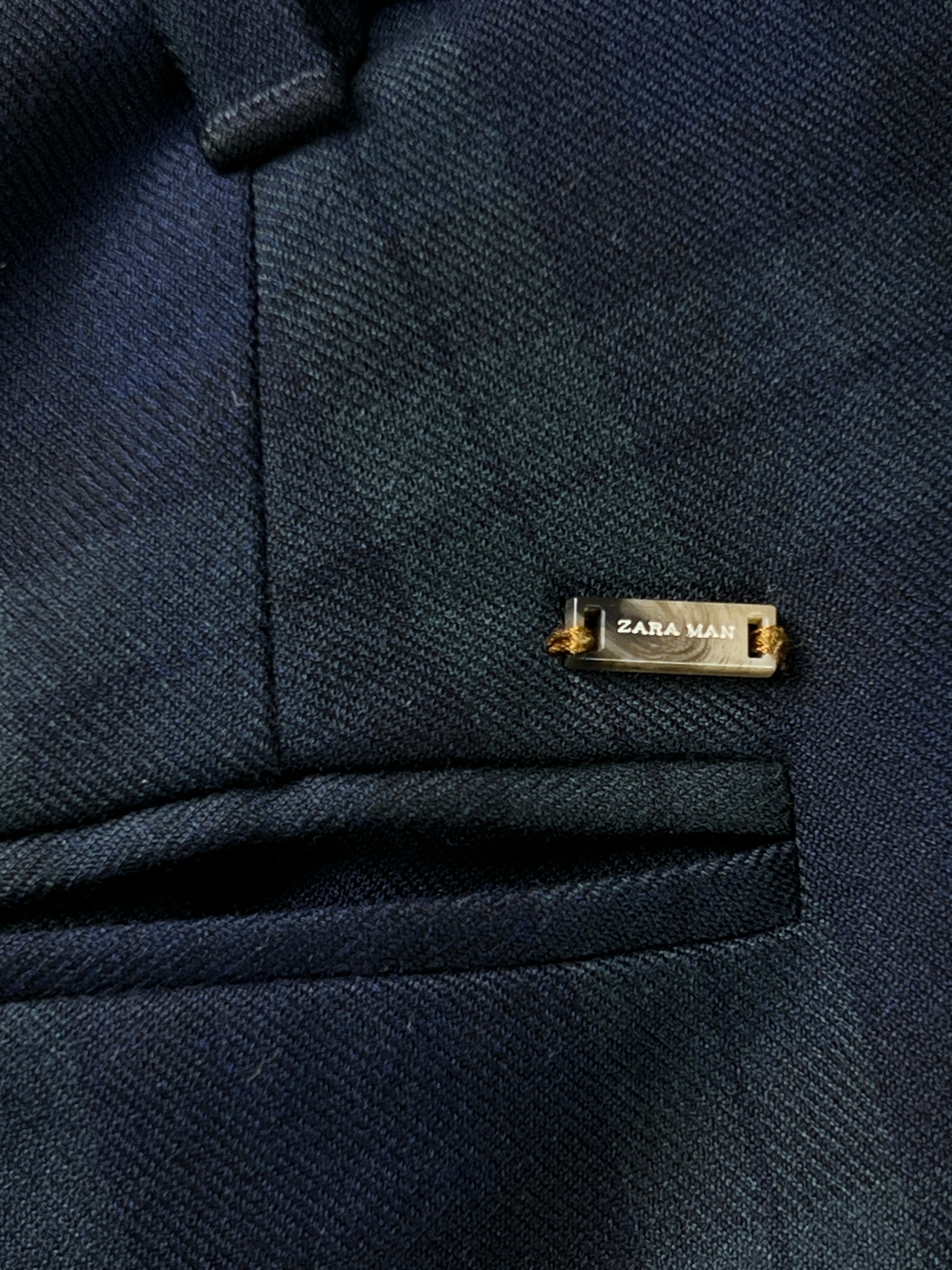 Zara® Waist: 34" | Forest Green & Blue Check | Chino Pant | 2642 - Genuine Maal