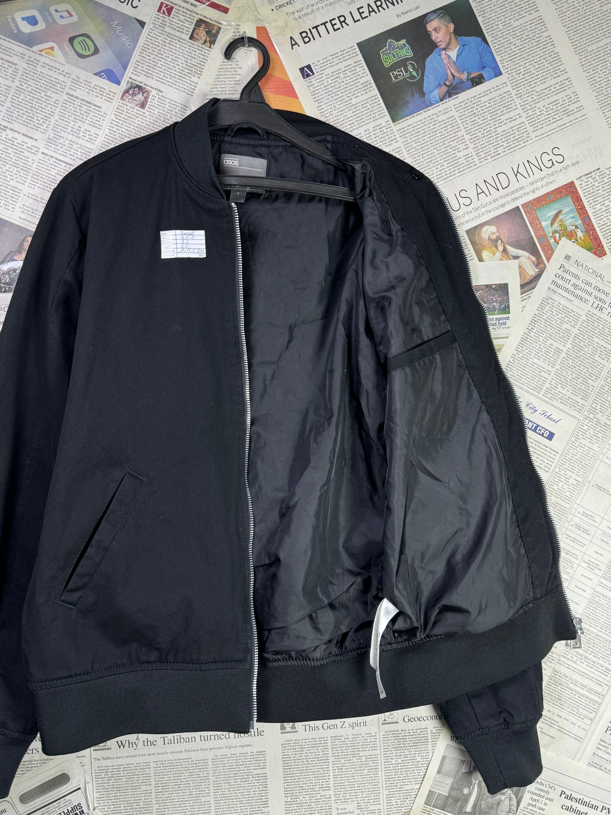 Asos® Small | Chest: 20.5" | Black | Bomber Jacket | Cotton | 2027 - Genuine Maal