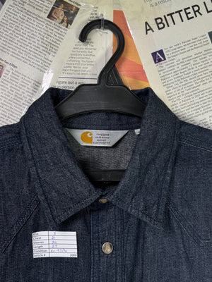 Carhartt® Small | Chest: 21" | Blue | VTG Denim Flame Resistant Shirt | Cotton | 2000 - Genuine Maal