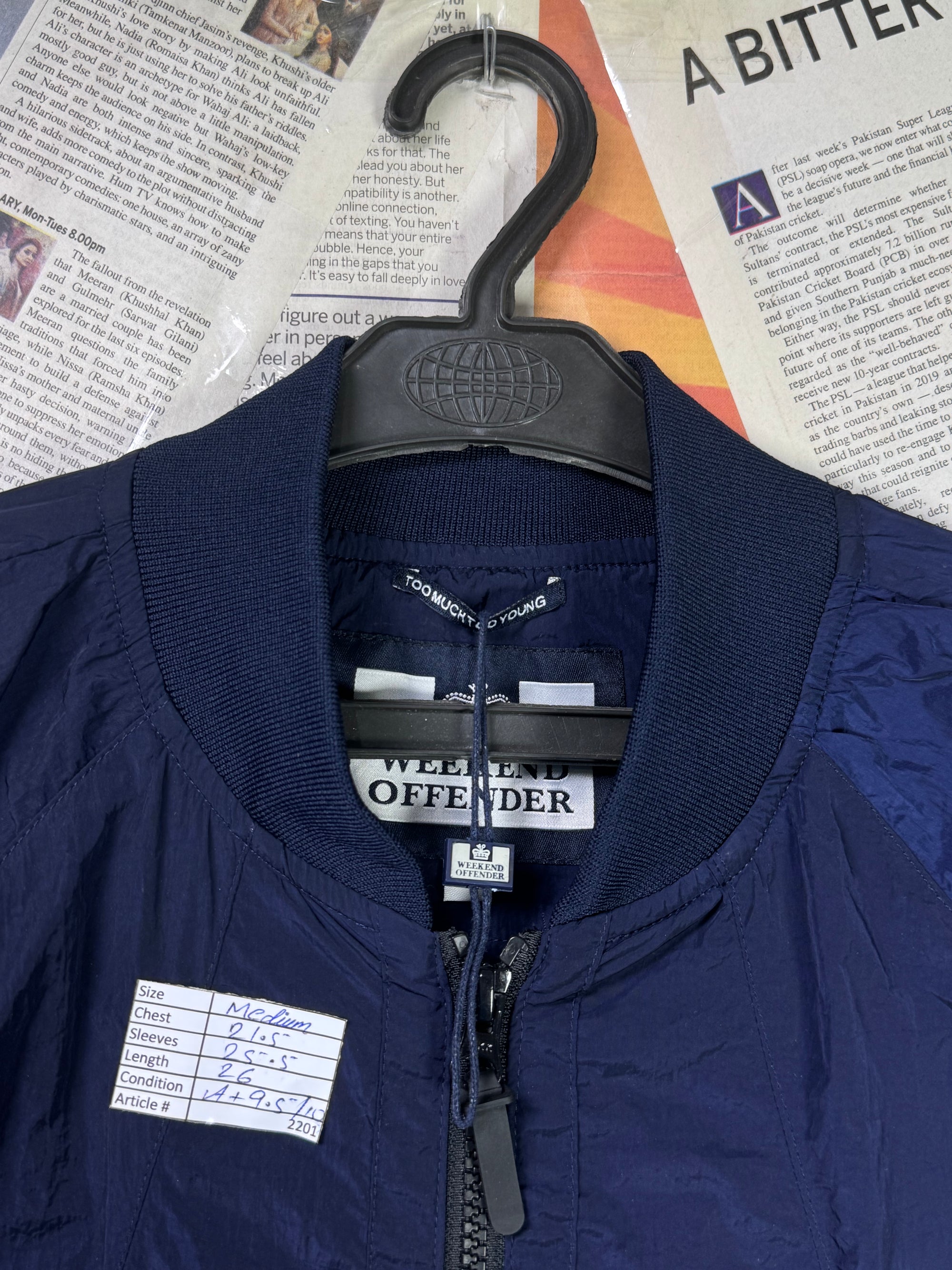 Weekend Offender® Medium | Chest: 21.5" | Navy Blue | Bomber Jacket | 2201 - Genuine Maal