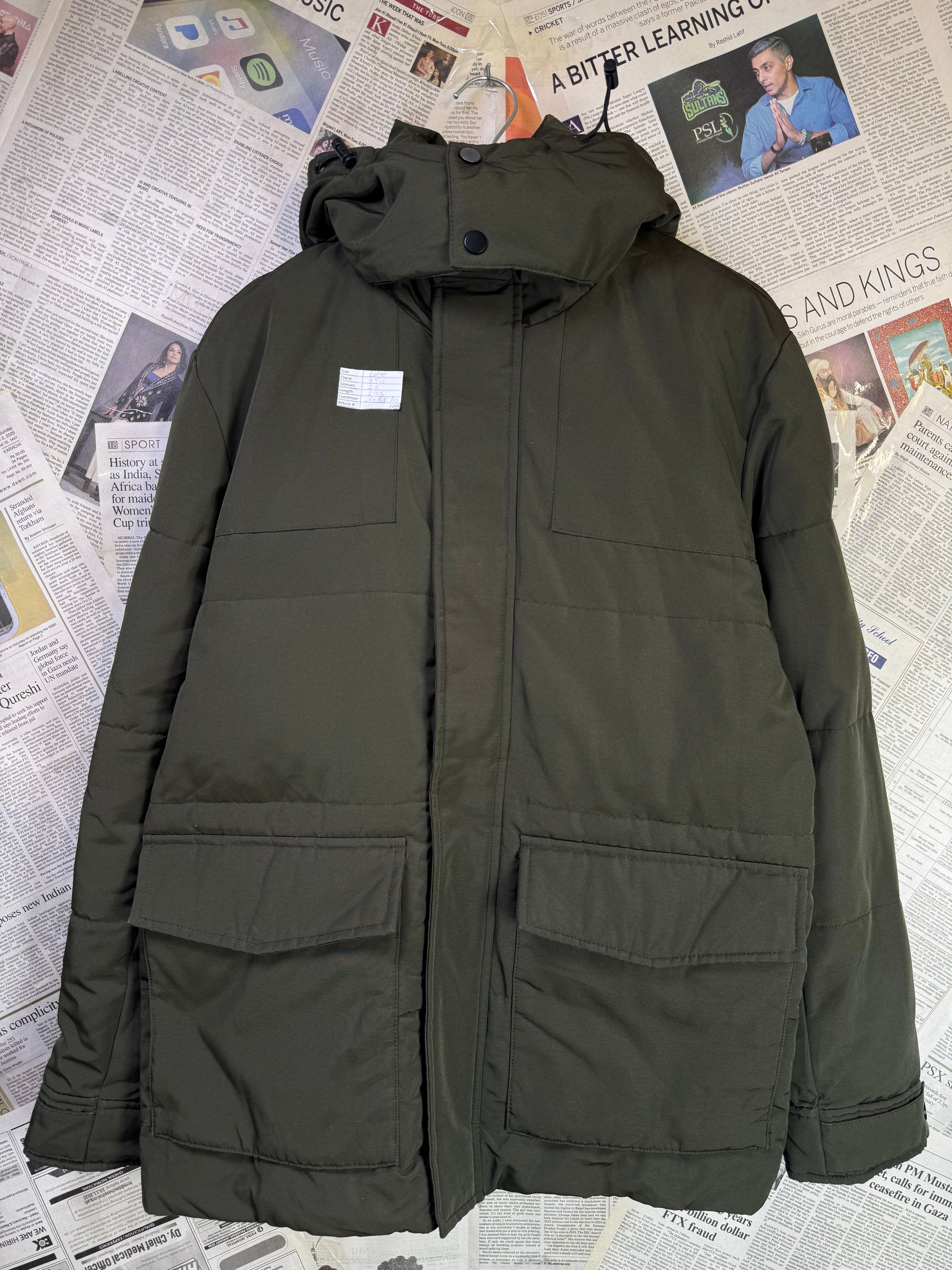 Primark® Medium | Chest: 22.5" inner | Dark Olive | Heavy Padded Jacket | Lining: Fleece | 2204 - Genuine Maal
