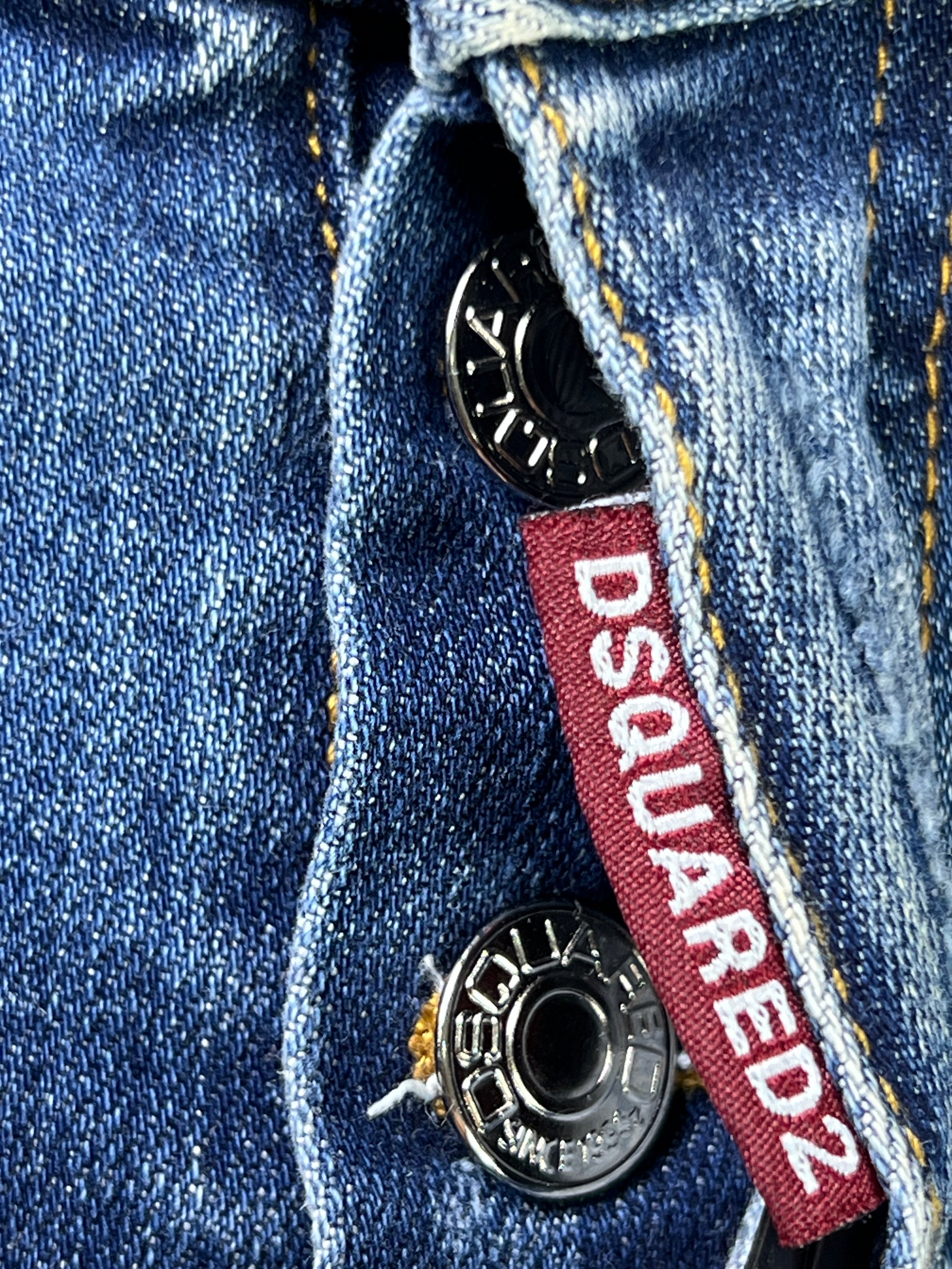 Women - DSQUARED® Waist: 34" | Blue | Distressed Denim Slim Fit Pants | 2598 | Made in Italy - Genuine Maal