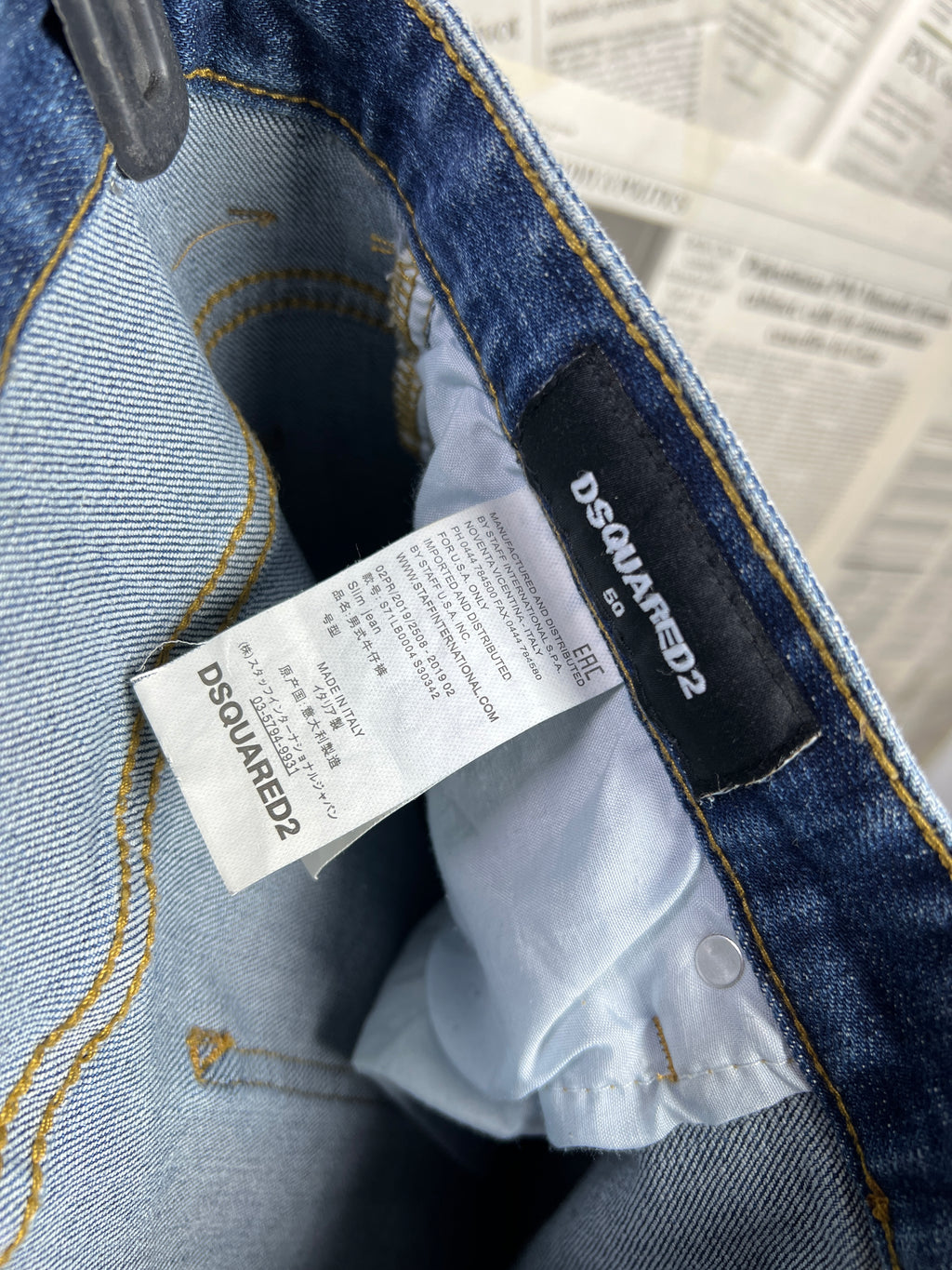 Women - DSQUARED® Waist: 34" | Blue | Distressed Denim Slim Fit Pants | 2598 | Made in Italy - Genuine Maal