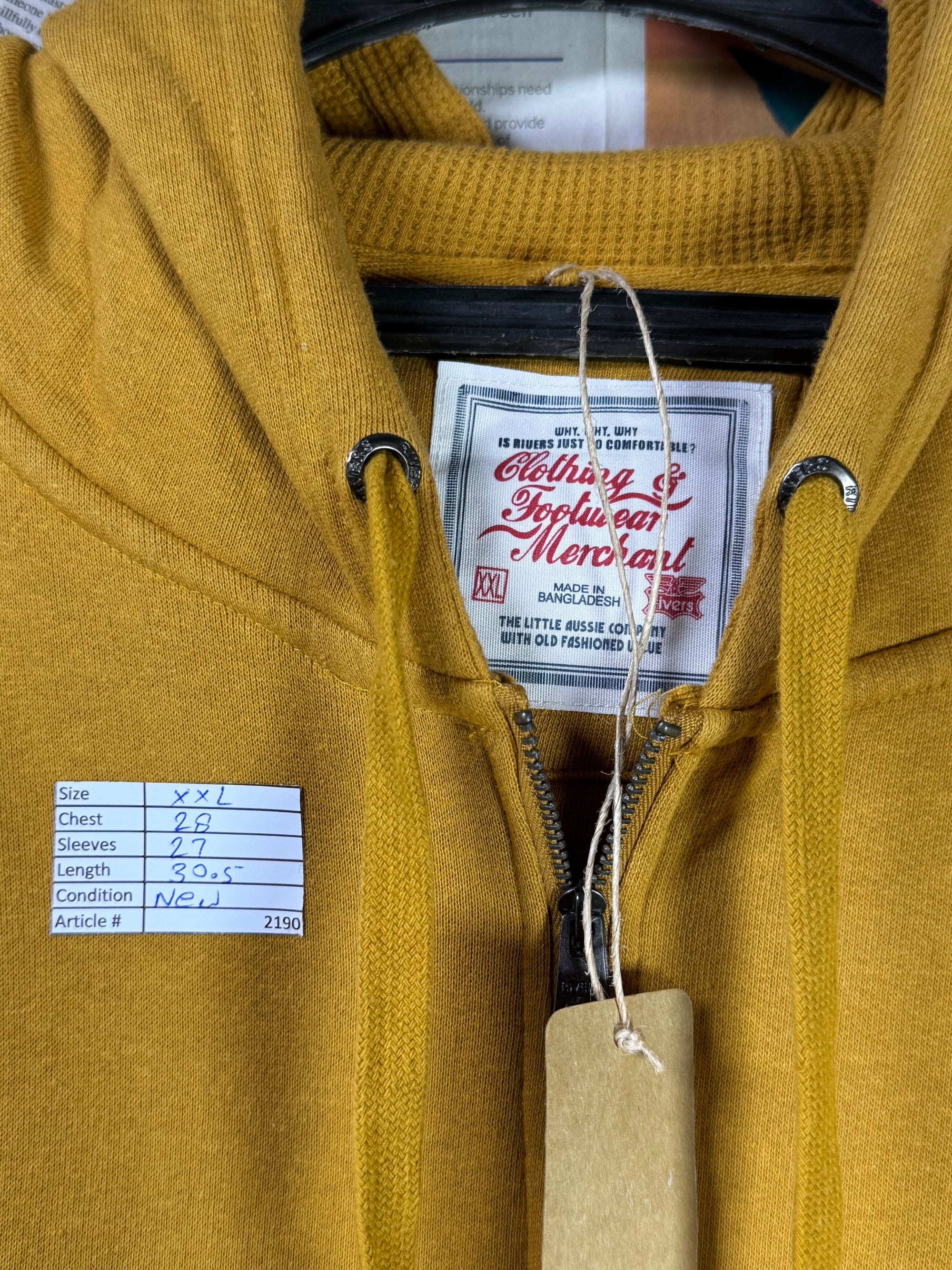 Clothing & Footwear® XXL | Chest: 28" | Mustard | Jacket with Hoodie | Cotton | 2190 - Genuine Maal