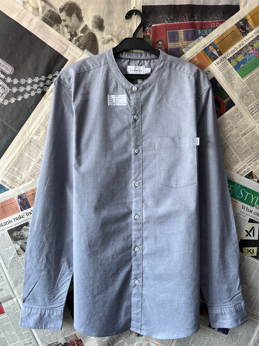 Topman® Small | Chest: 20.5" | Grey | Shirt - Genuine Maal