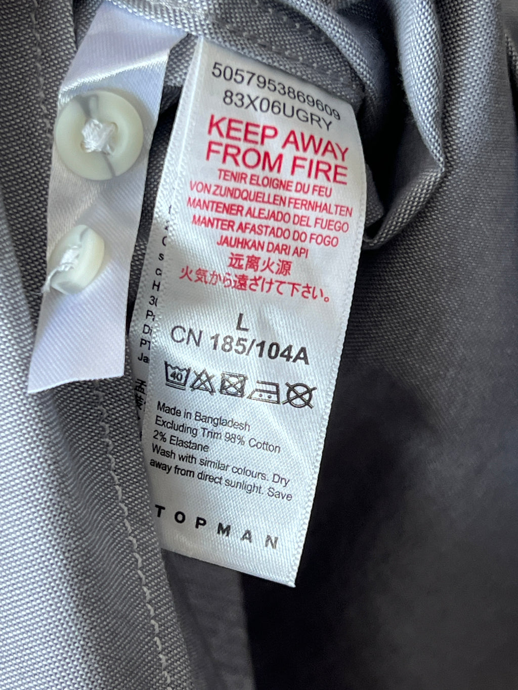 Topman® Small | Chest: 20.5" | Grey | Shirt - Genuine Maal