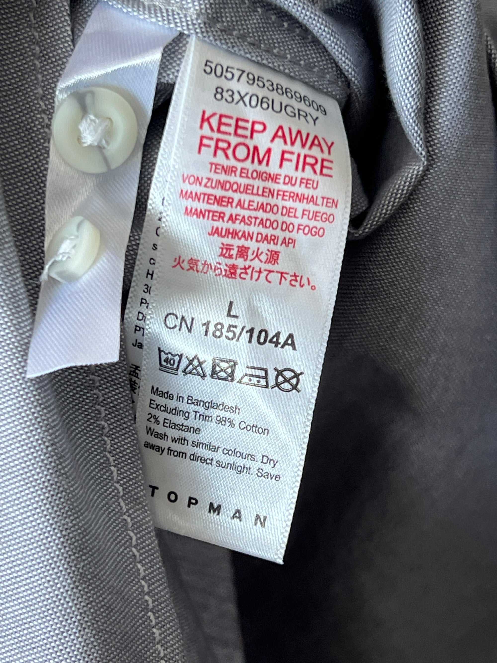 Topman® Small | Chest: 20.5" | Grey | Shirt - Genuine Maal