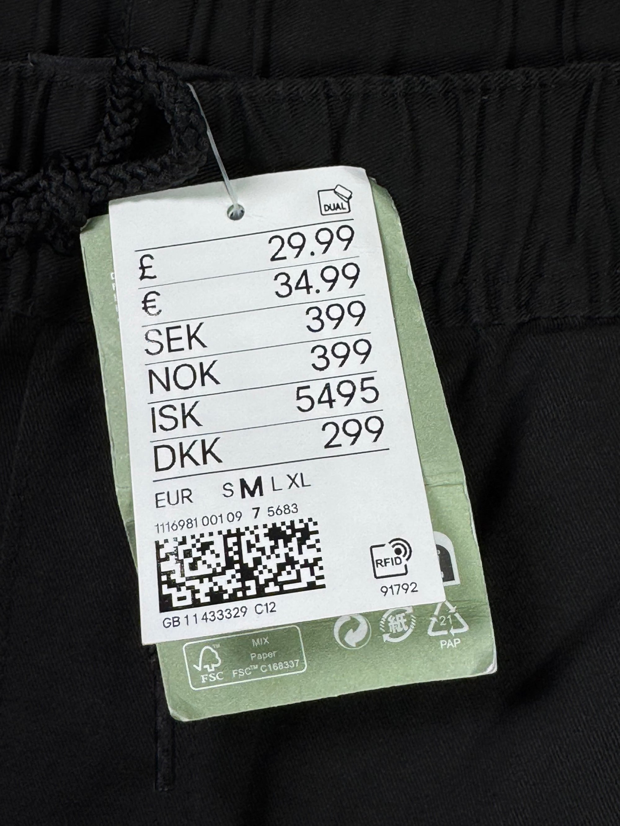 H&M® Waist: 32" | Black | Cargo Trouser | Fit: Skinny | Cotton - Elastane | 2670 - Genuine Maal