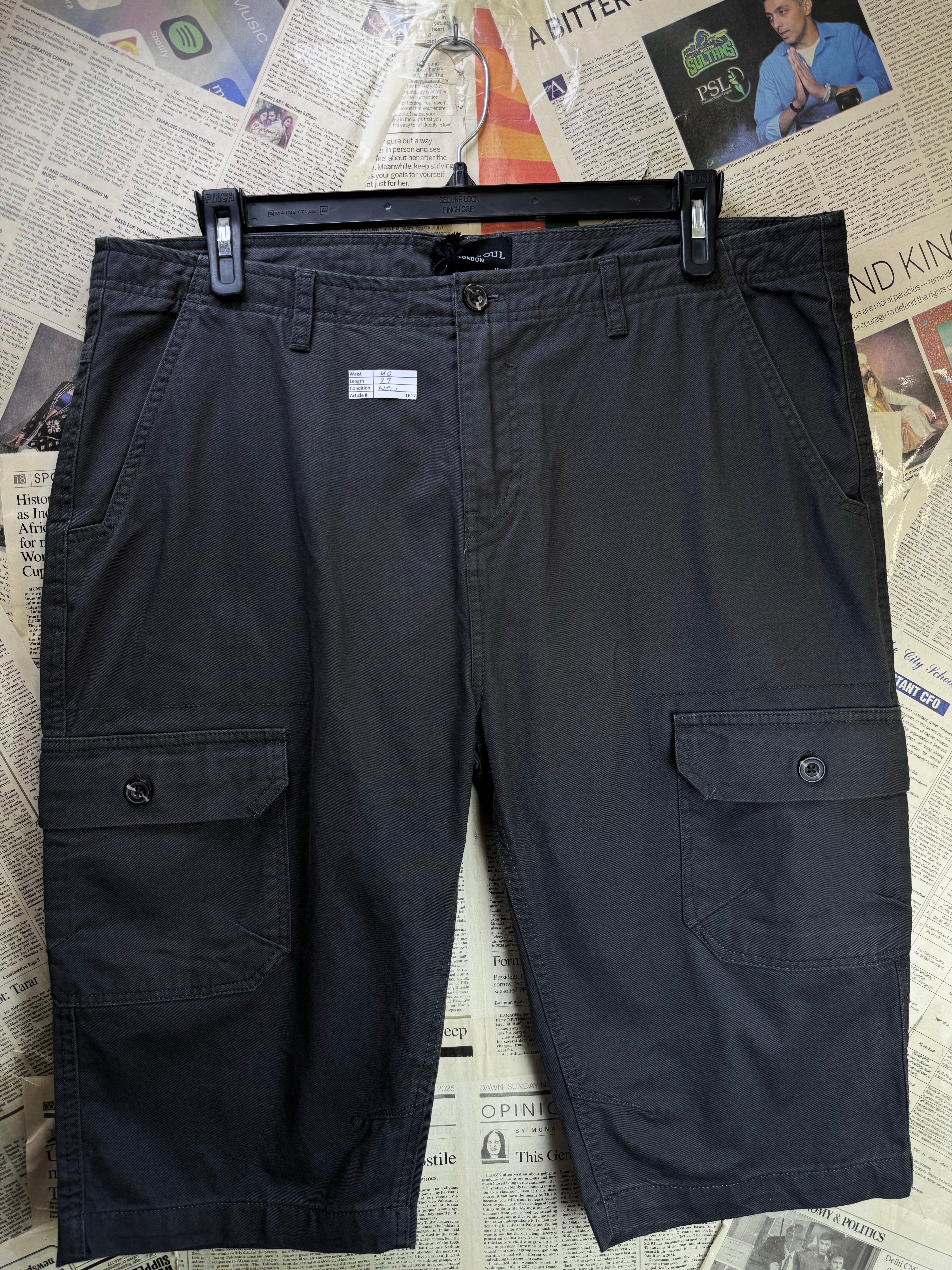 Brave Soul® Waist: 40" | Charcoal | Cargo Shorts | Cotton | 1612 - Genuine Maal