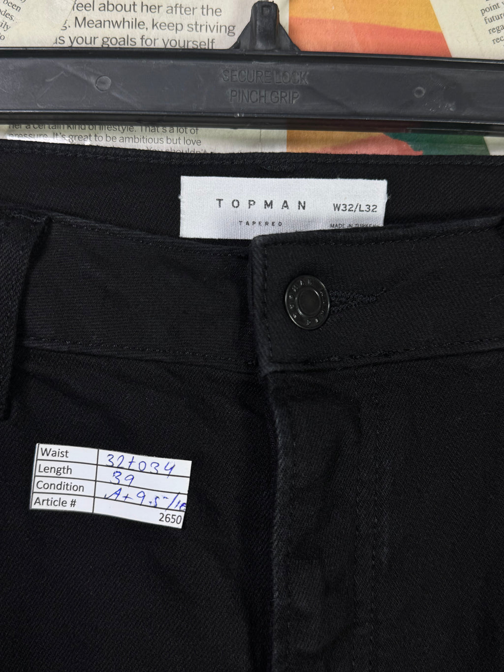 Topman® Waist: 32" to 34" | Black | Trouser | Fit: Tapered | 2650 - Genuine Maal