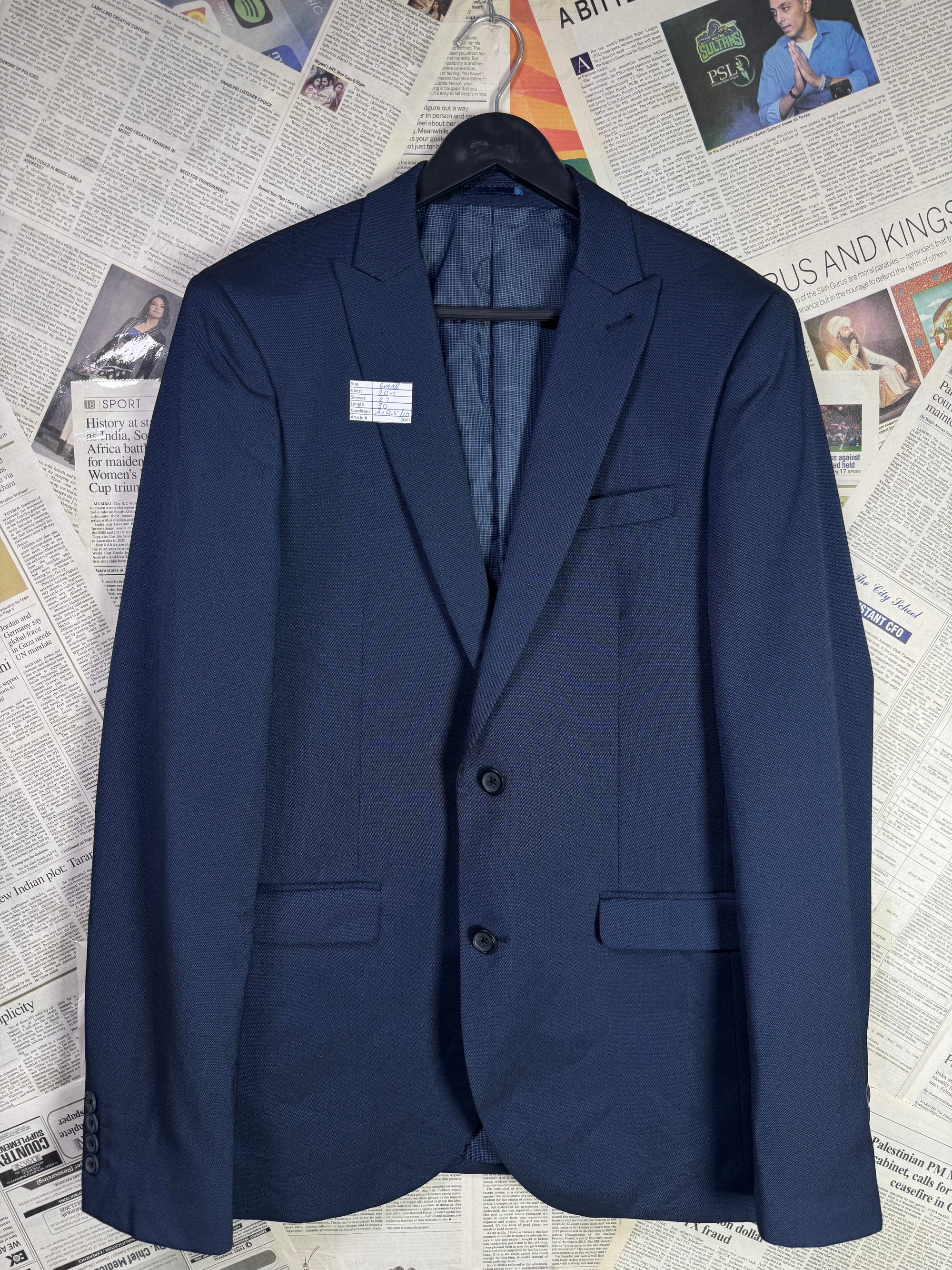 Next® Small | Chest: 20.5" | Navy Blue | Fit: Slim | Coat | Poly - Viscose | 2048 - Genuine Maal