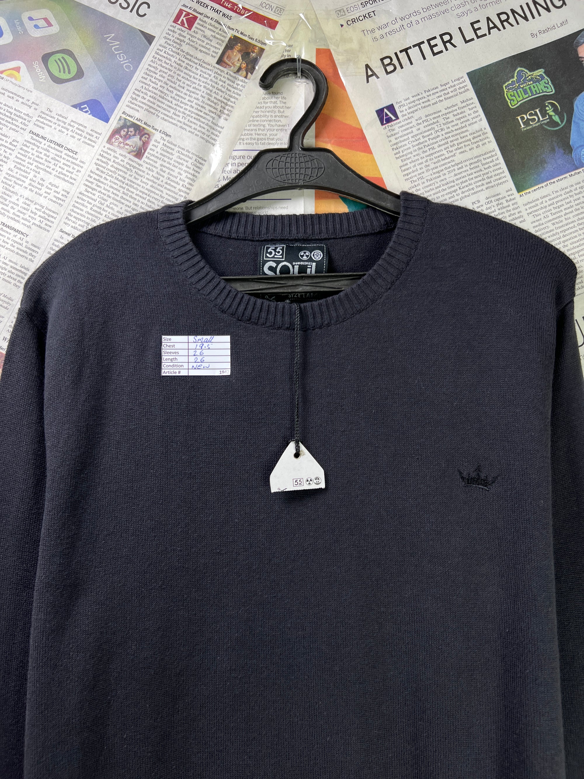 Soul® Small | Chest: 19.5" | Charcoal | Sweat Shirt | Knit Lining | 1942 - Genuine Maal