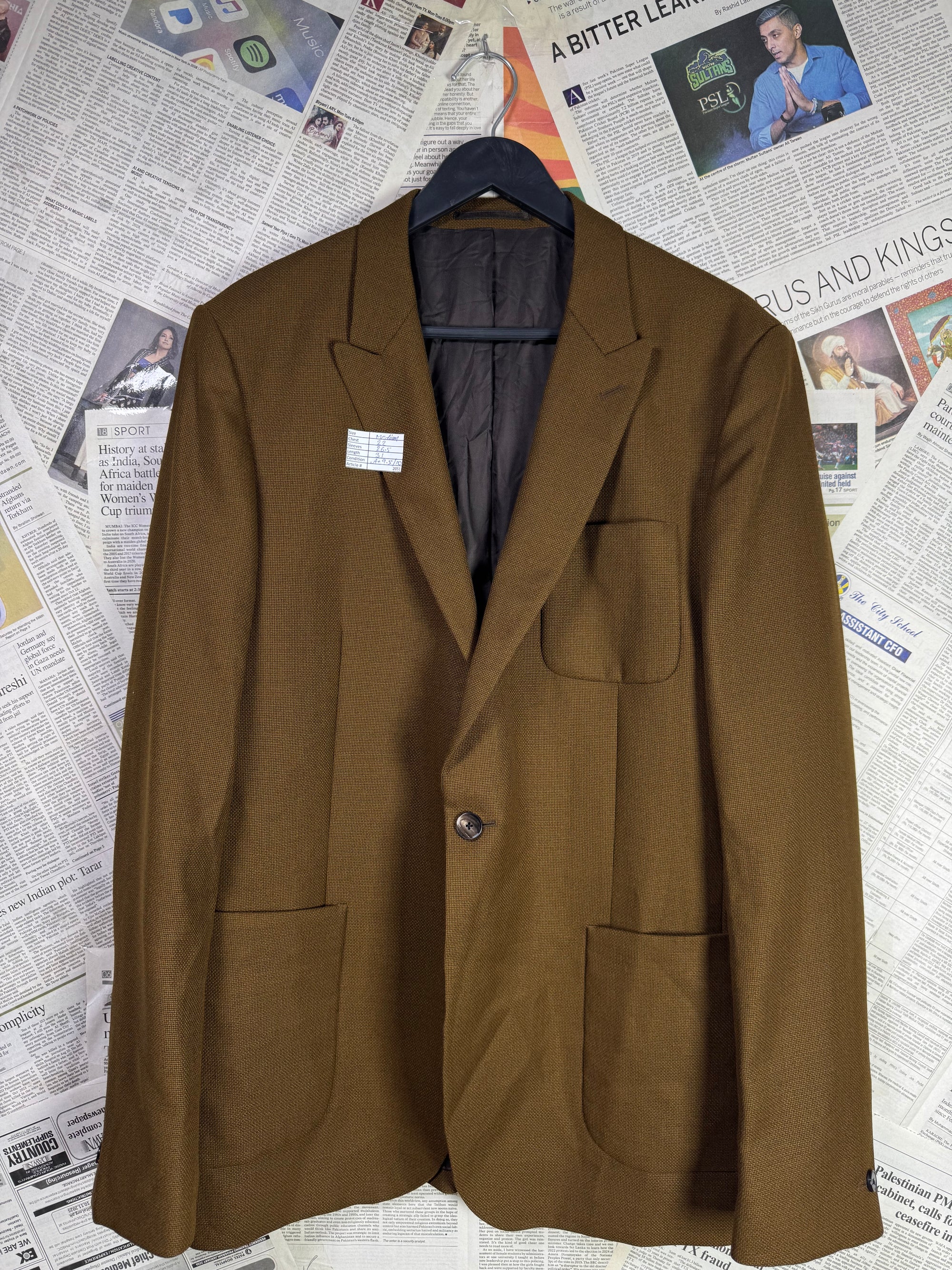 Reiss® Medium | Chest: 22" | Sepia | Blazer | 100% Wool | 2051 - Genuine Maal