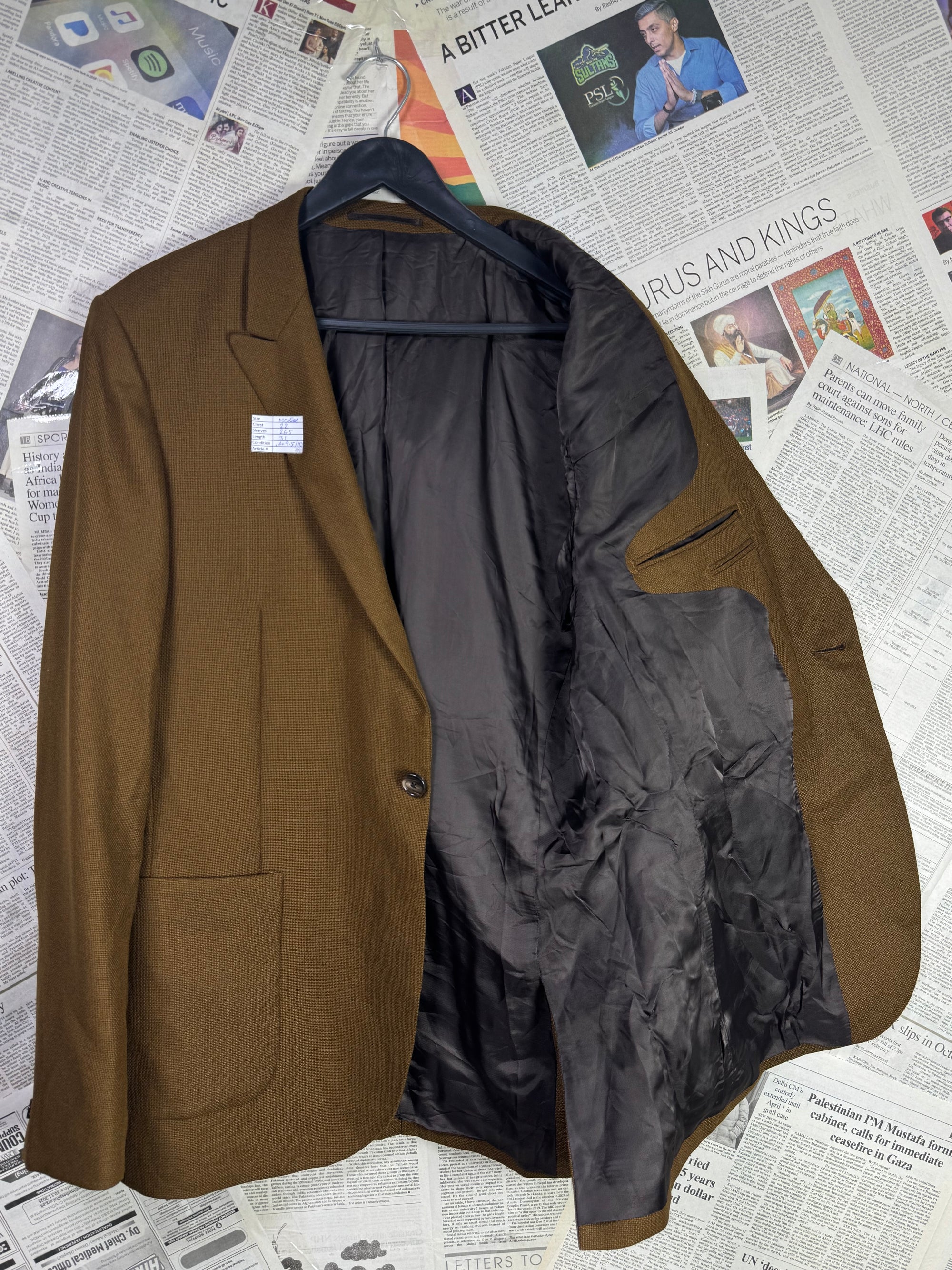 Reiss® Medium | Chest: 22" | Sepia | Blazer | 100% Wool | 2051 - Genuine Maal