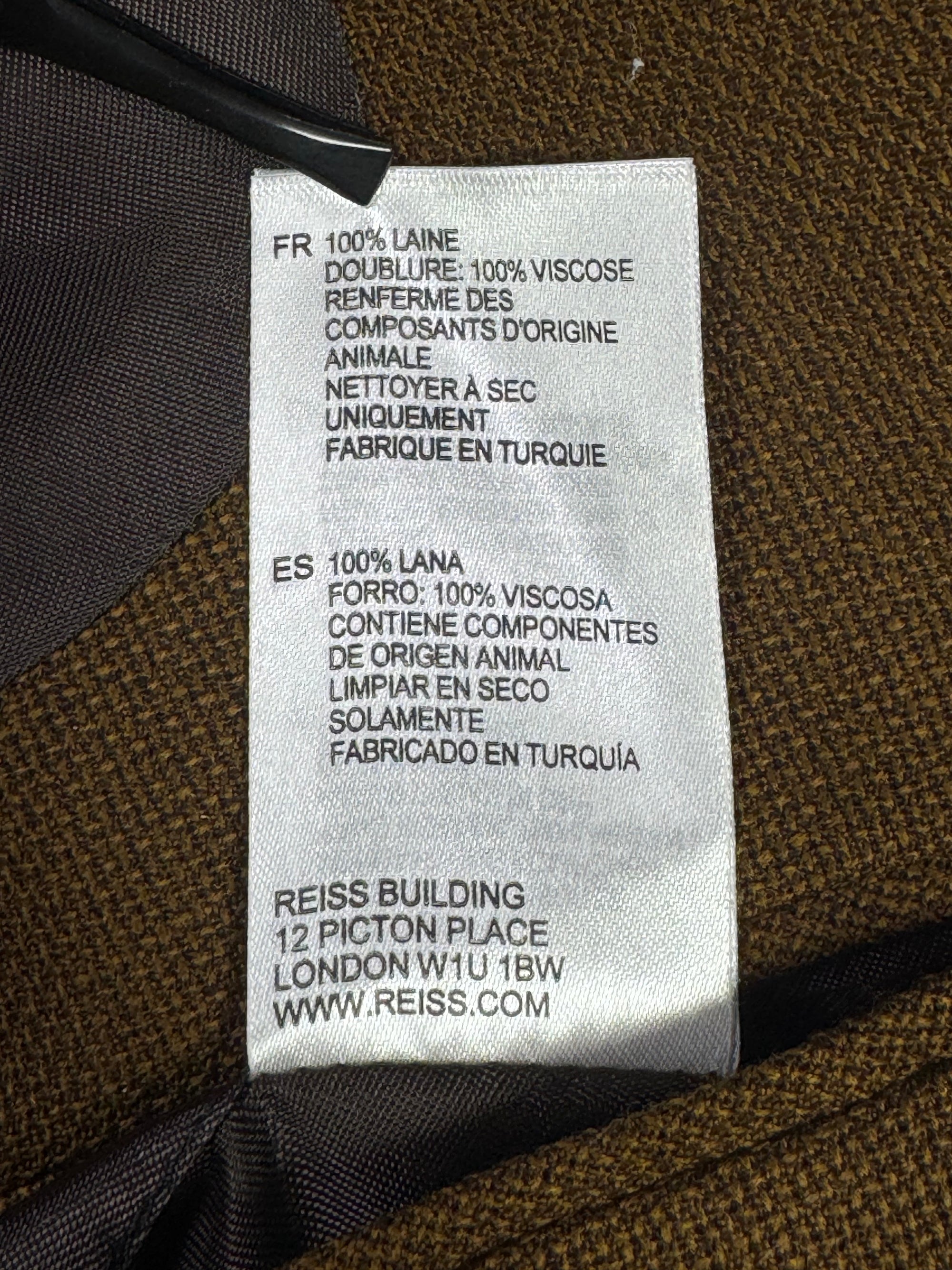 Reiss® Medium | Chest: 22" | Sepia | Blazer | 100% Wool | 2051 - Genuine Maal