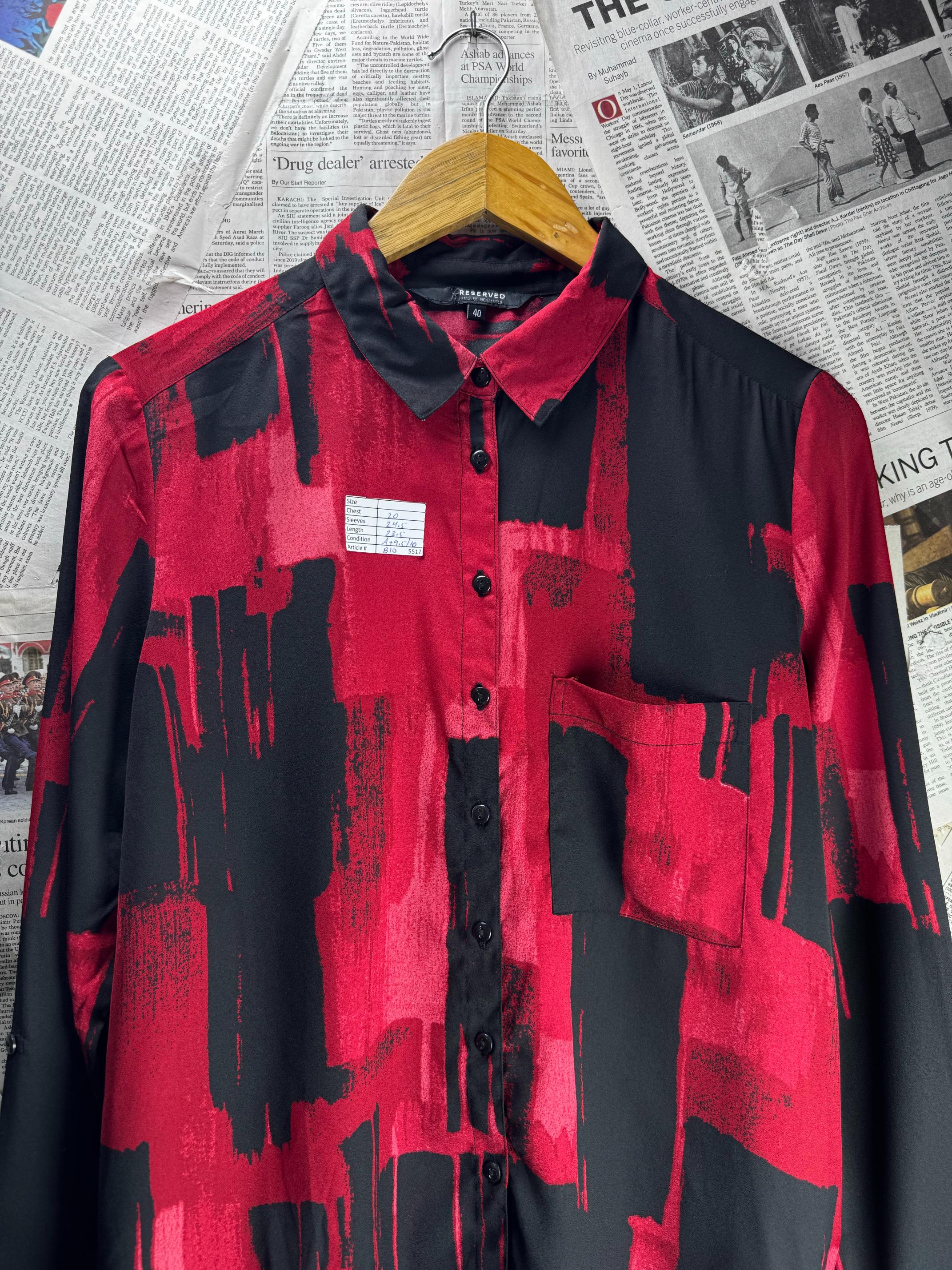 Reserved® Large | Bust: 20" | Red | Shirt | B10 - 5517 - Genuine Maal