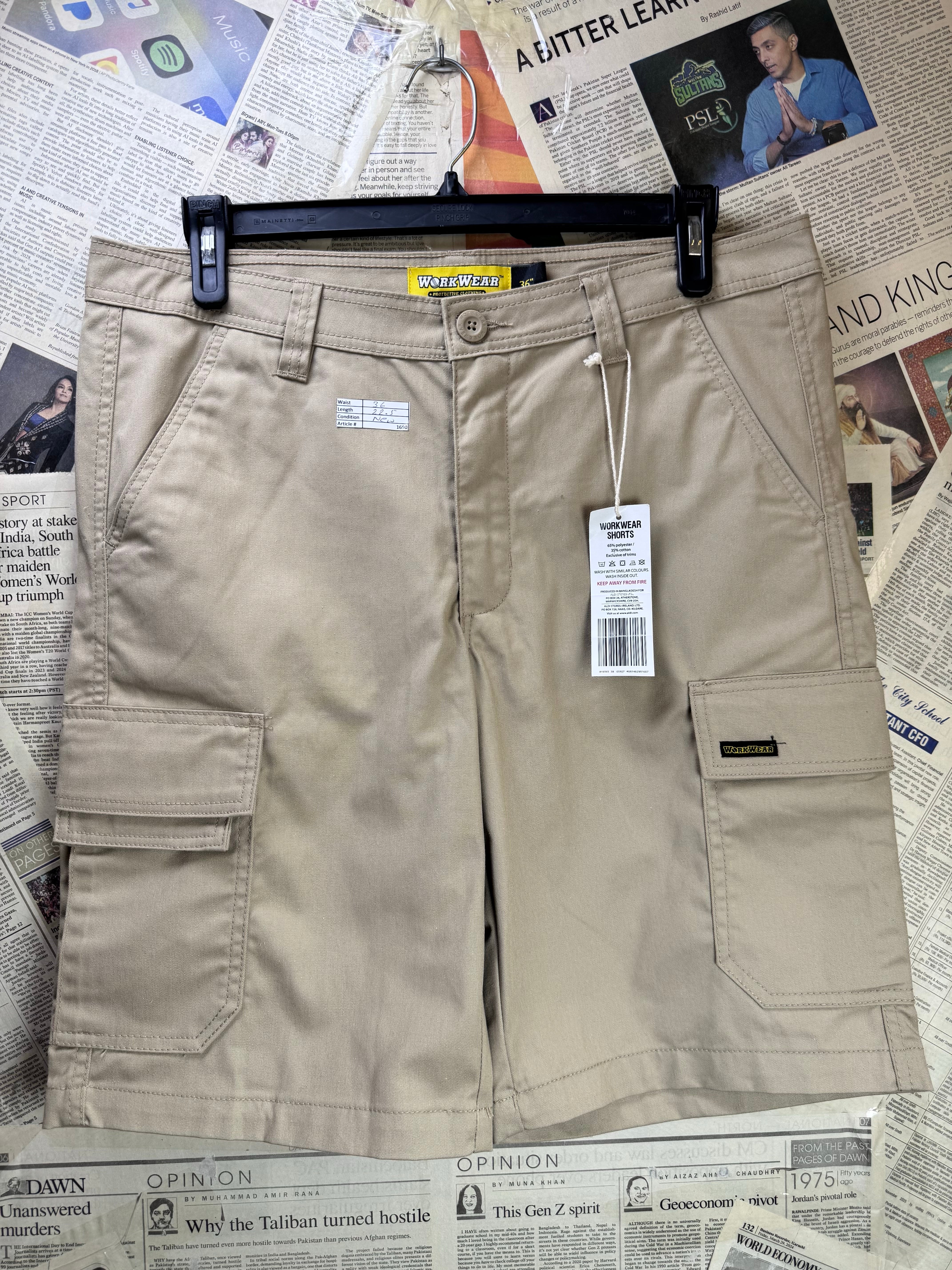Workwear® Waist: 36" | Beige | Cargo Shorts | Poly - Cotton | 1690 - Genuine Maal