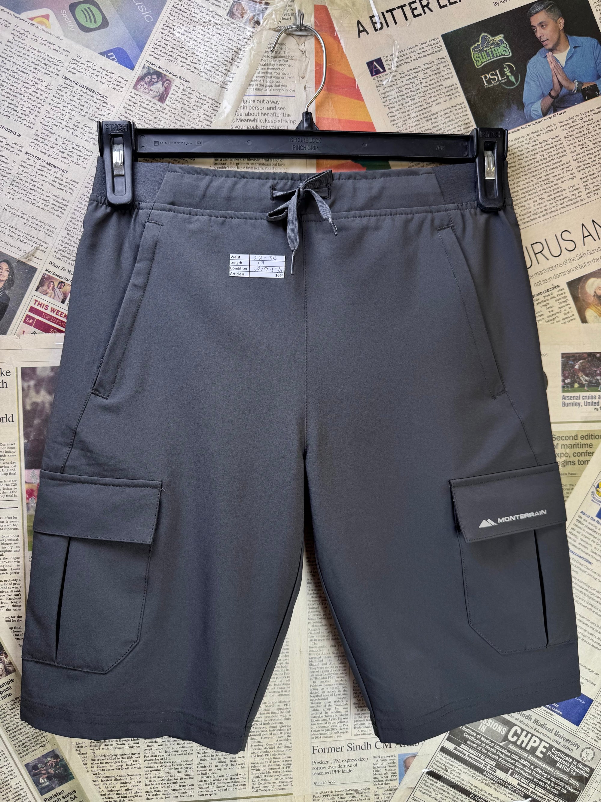 Monterrain® Waist: 28" to 30" | Grey | Hiking Shorts | Poly - Elastane | 1664 - Genuine Maal
