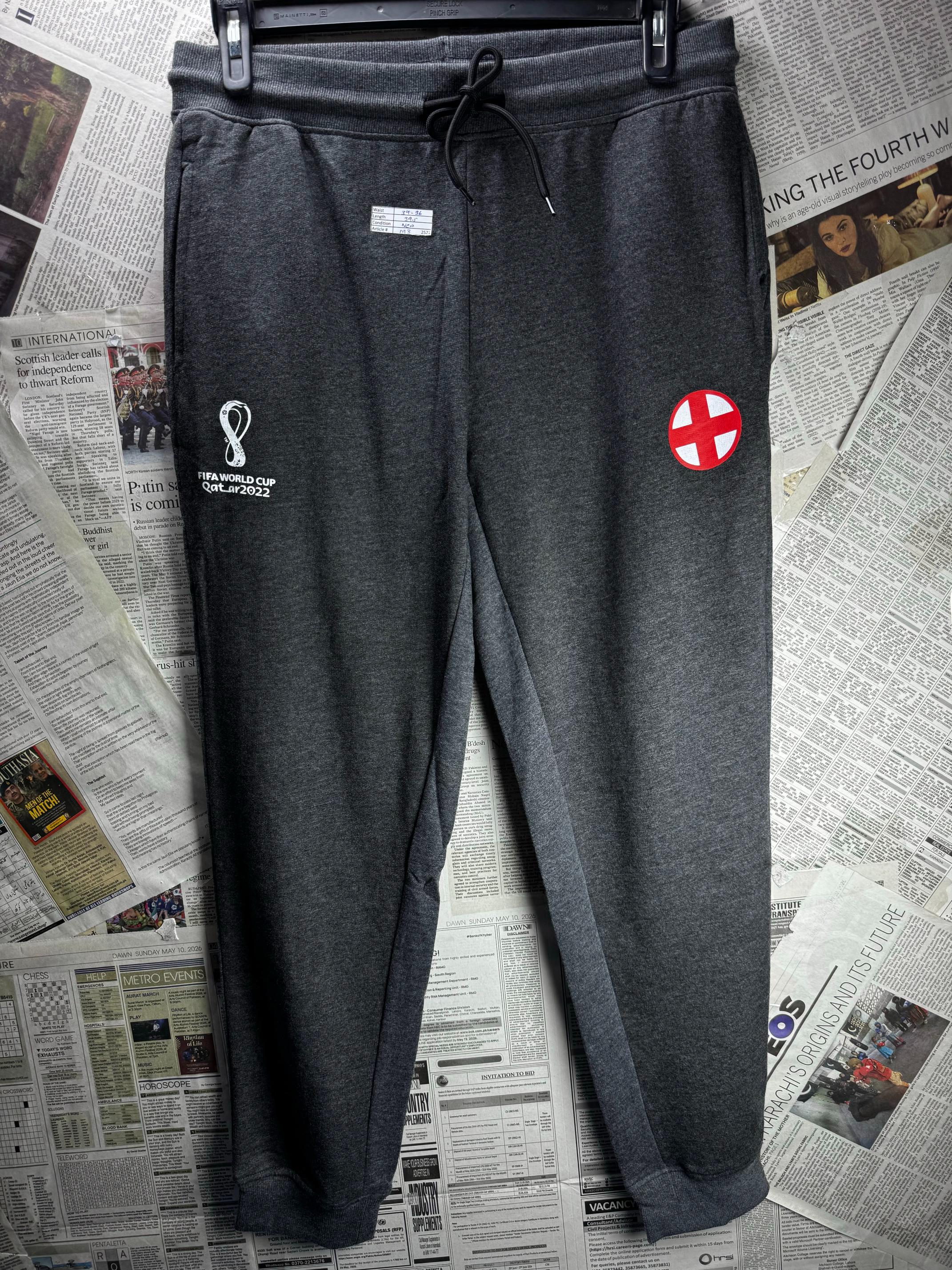 Fifa World Cup 2022® Waist: 34" to 36" | Black | Trousers | Poly-Cotton | M3 - 2521 - Genuine Maal