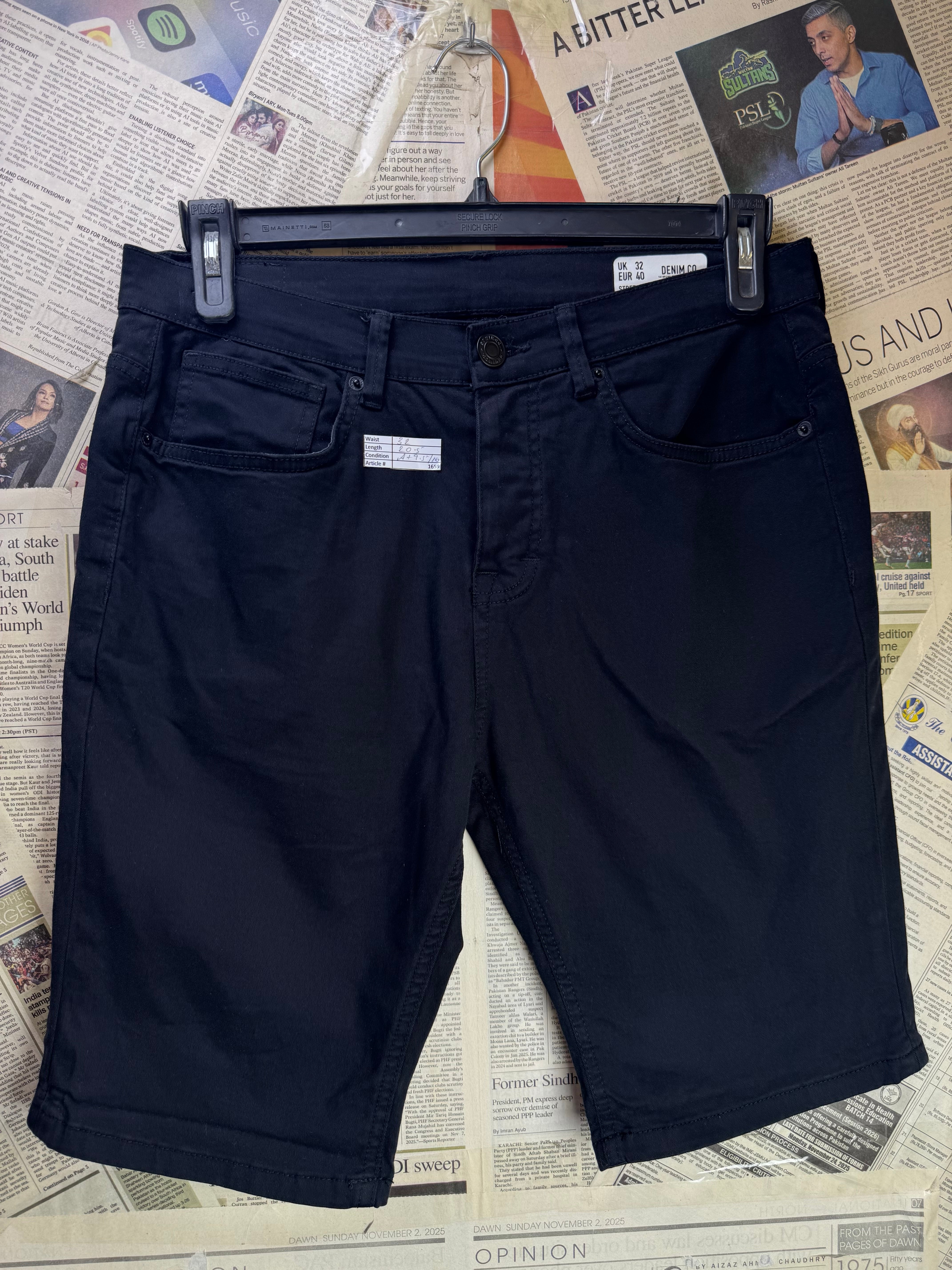 Denim Co.® Waist: 32" | Black | Denim Shorts | Cotton - Elastane | 1659 - Genuine Maal
