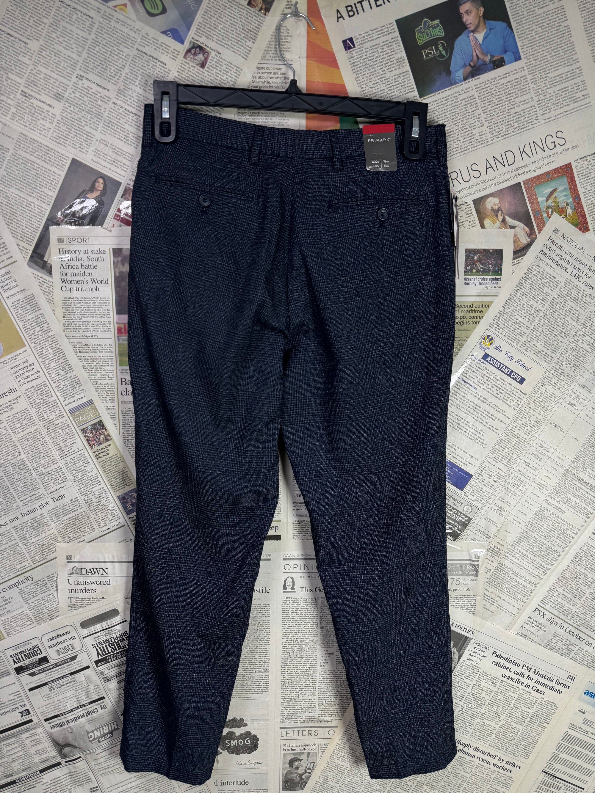 Primark® Waist: 30" | Textured Navy | Pant | Poly - Viscose | Fit: Slim | 2667 - Genuine Maal