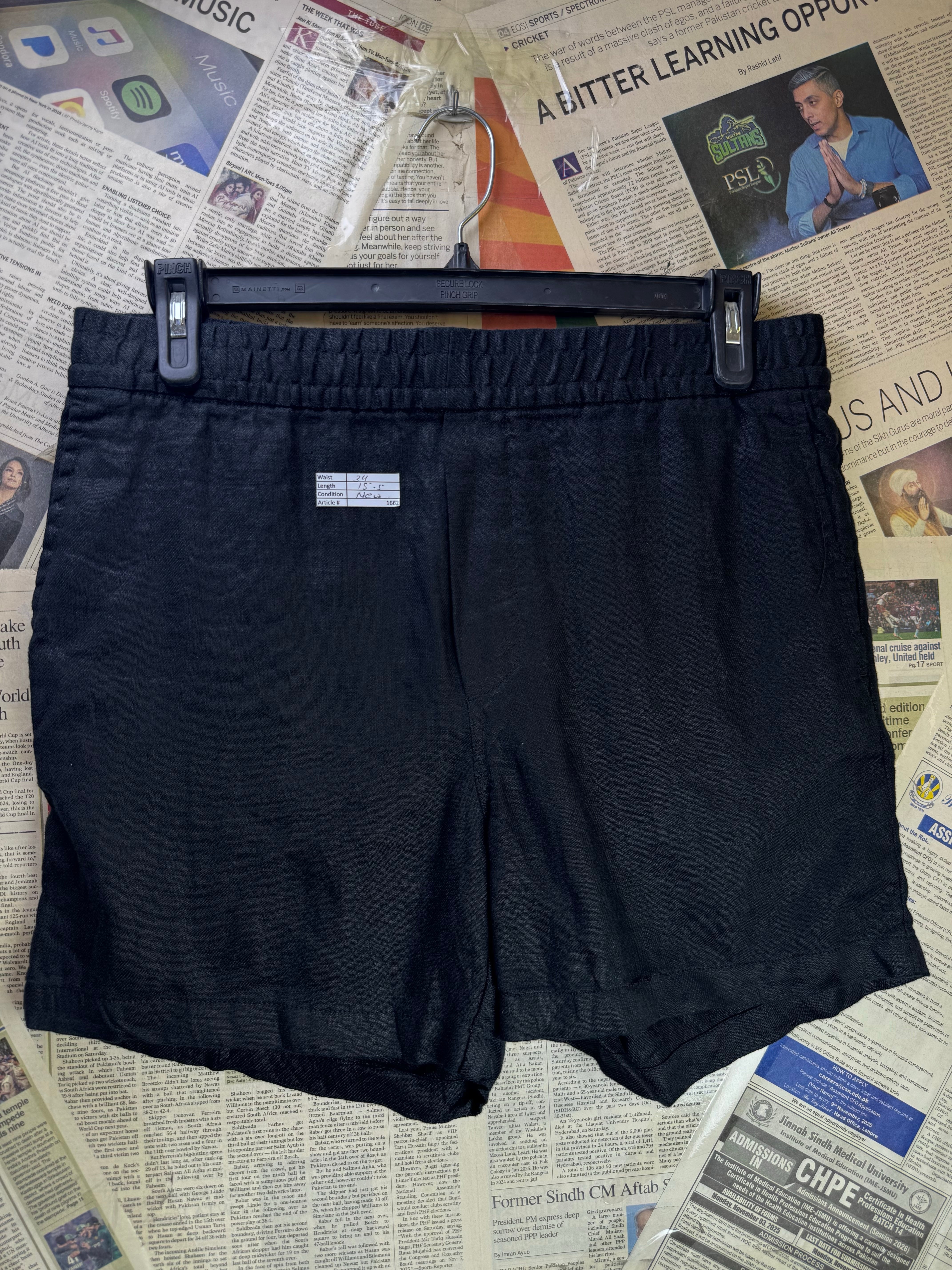 H&M® Waist: 34" | Black | Shorts | 100% Linen | 1662 - Genuine Maal