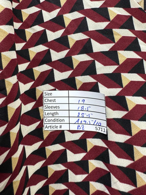Primark® Medium | Bust: 19" | Geometrical | Shirt | B8 - 5711 - Genuine Maal
